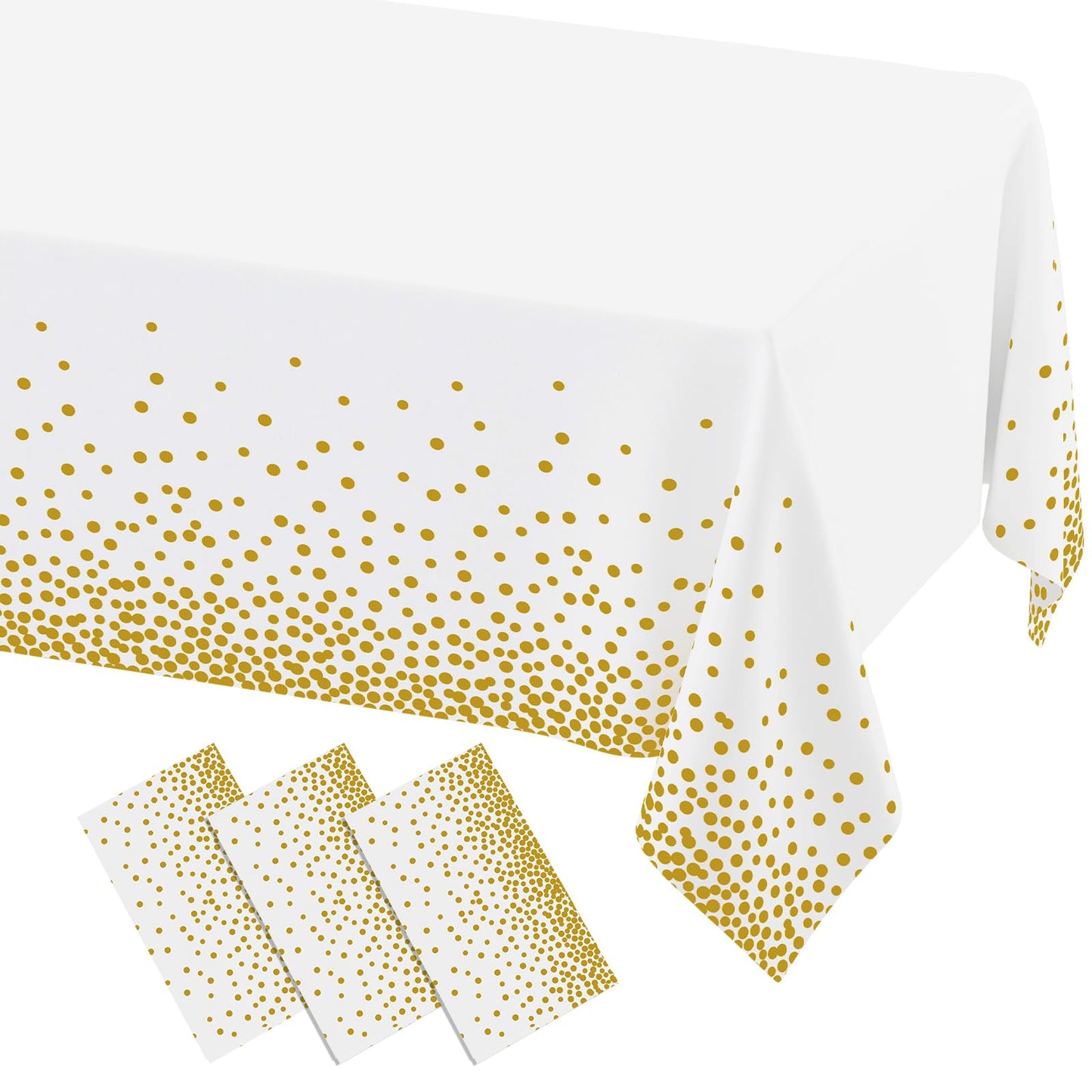misaya 3 Packs Dot Disposable Table Cloth, 54 x 108 Inch Waterproof Plastic Tablecloth, Rectangle