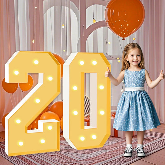 3FT Marquee Numbers 20, Large Light Up Numbers 20th Birthday Decorations for Girls Boys, Cardboard Numbers for Women Men Anniversary Party Decor Backdrop, DIY Foam Board Mosaic Number Sign