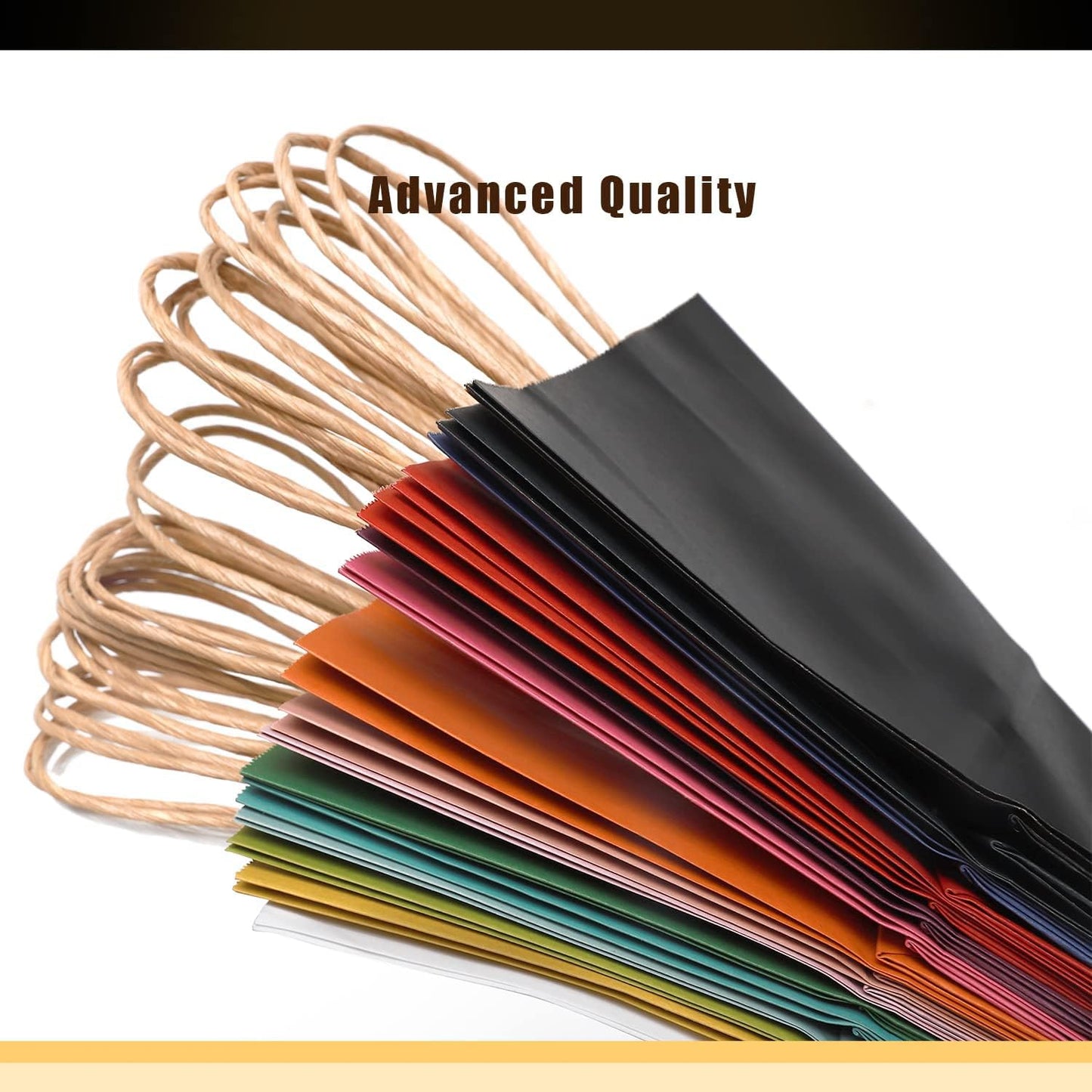 qiqee Medium Size Paper Gift Bags With Handles 10.6"x8.3"x4.3" 16 Solid Colors Party Favor