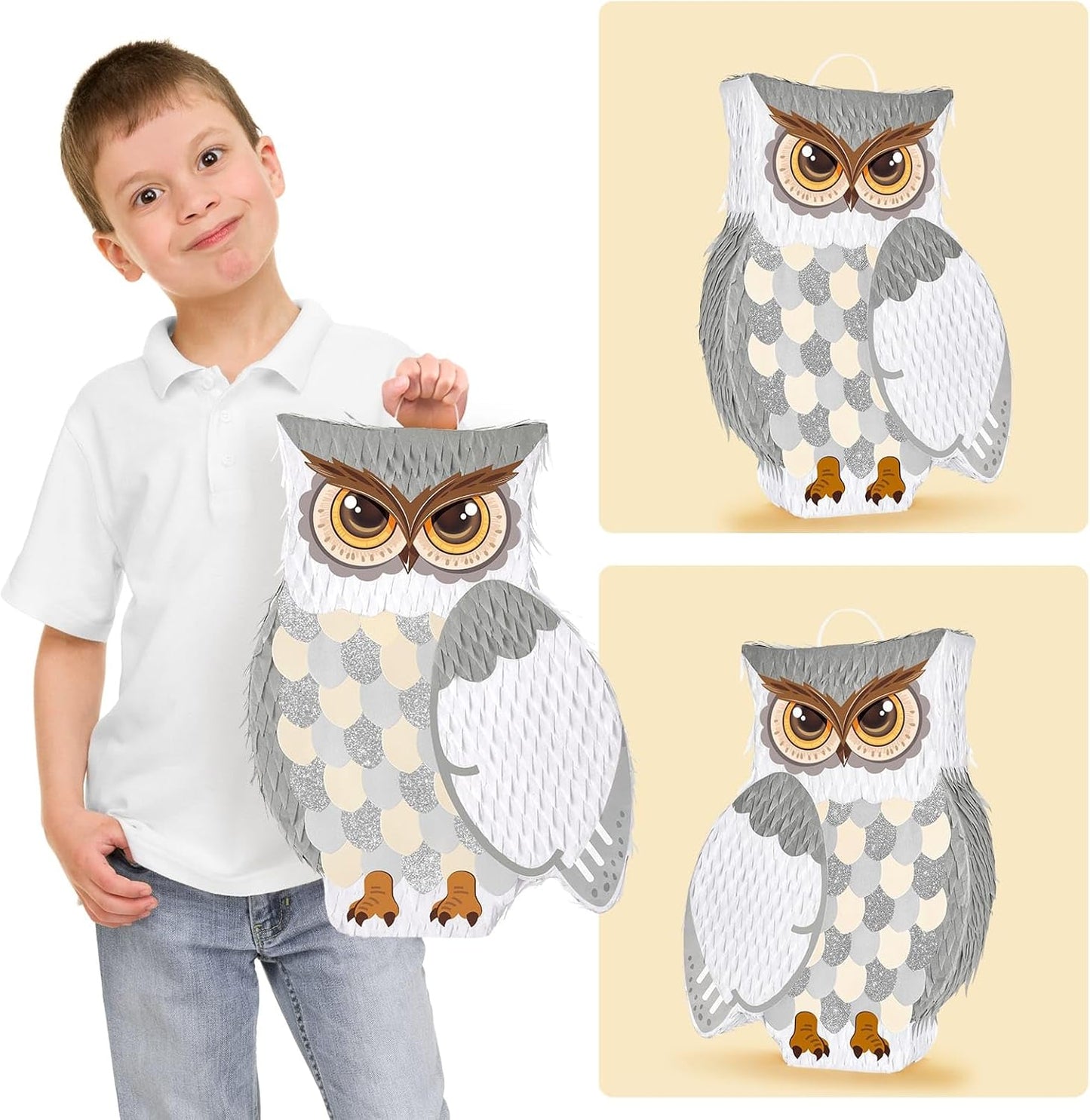 WERNNSAI Night Owl Piñata - Owl Wicked Pinata Hanging Woodland Forest Party Decorations for Kids Birthday Animal Shower Party Game Favor, with Blindfold and Bat