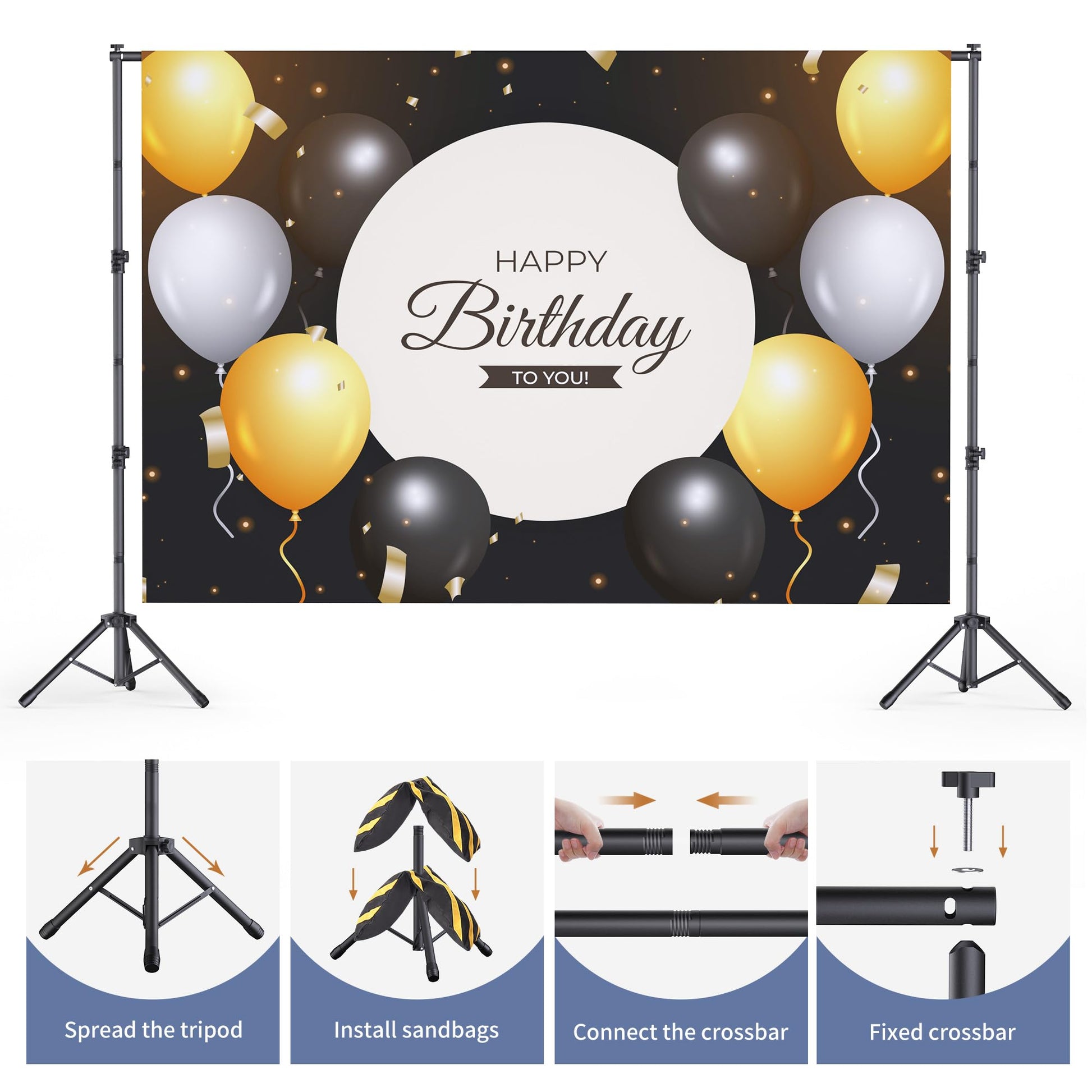 Backdrop Stand 10x7.5ft, Height Adjustable and Width Adjustable Backdrop Stand, Back Drop Stand for