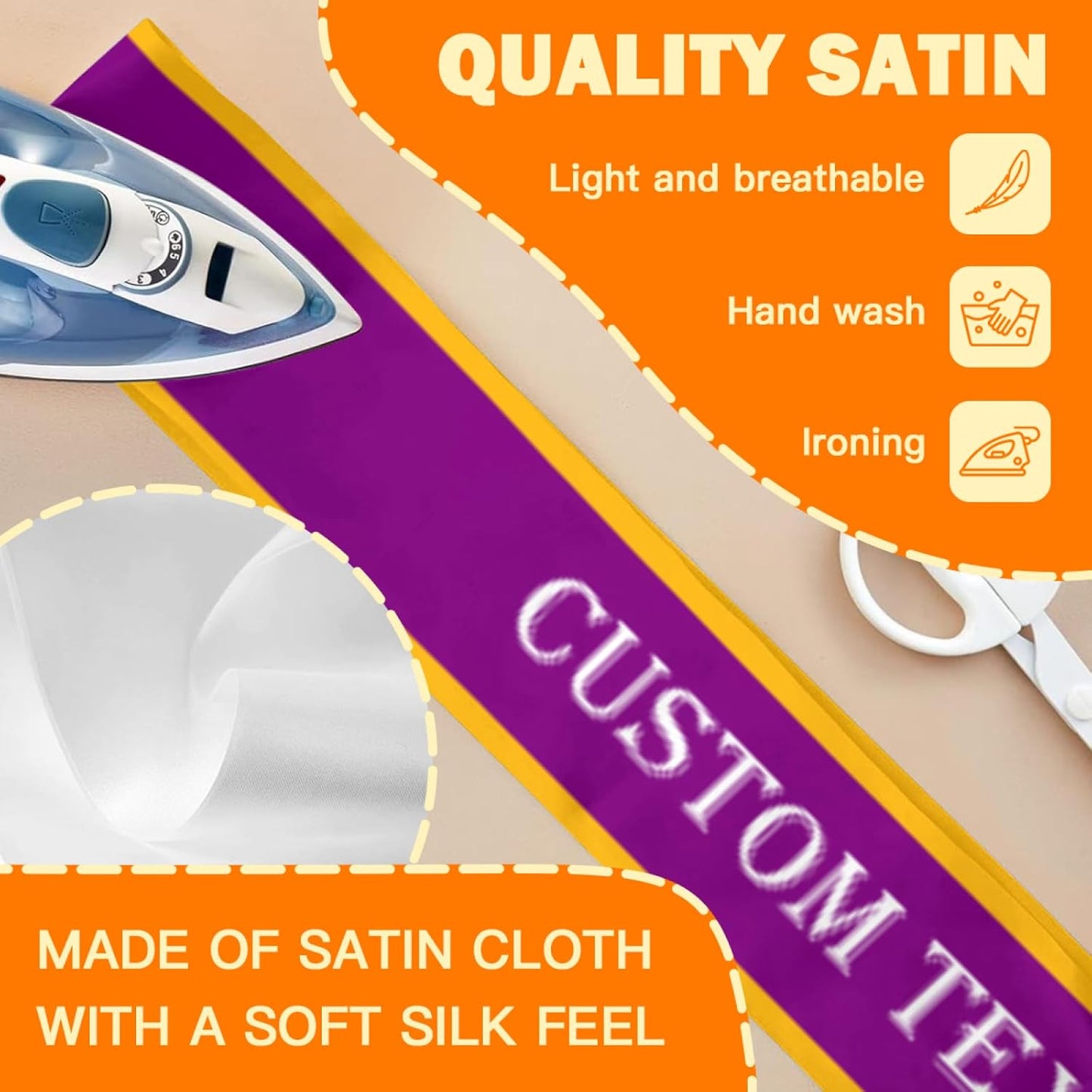 Custom Sash,Personalized Birthday Sash with Text Photo,Customized Bachelorette Sash Quote Sash Bride to Be Sash Color Optional (With decorative edge, Dark Purple)