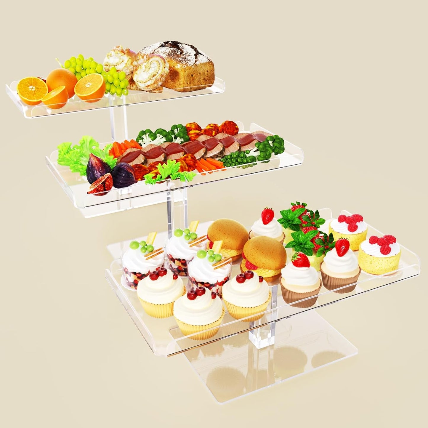 Dessert Cupcake Stand, 3 Set Acrylic Tiered Serving Tray for Dessert Table Display, Cup Cake Holder for Tea Party/Birthday/Wedding