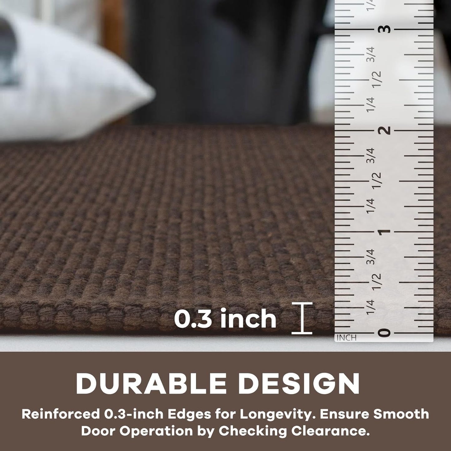 KOZYFLY Washable Runner Rug 2x6 Ft Runners for Hallways Non Slip Kitchen Runners Braided Cotton Entryway Runner Indoor, Carpet for Hallway Kitchen Entryway Bedroom, Dark Coffee/Brown