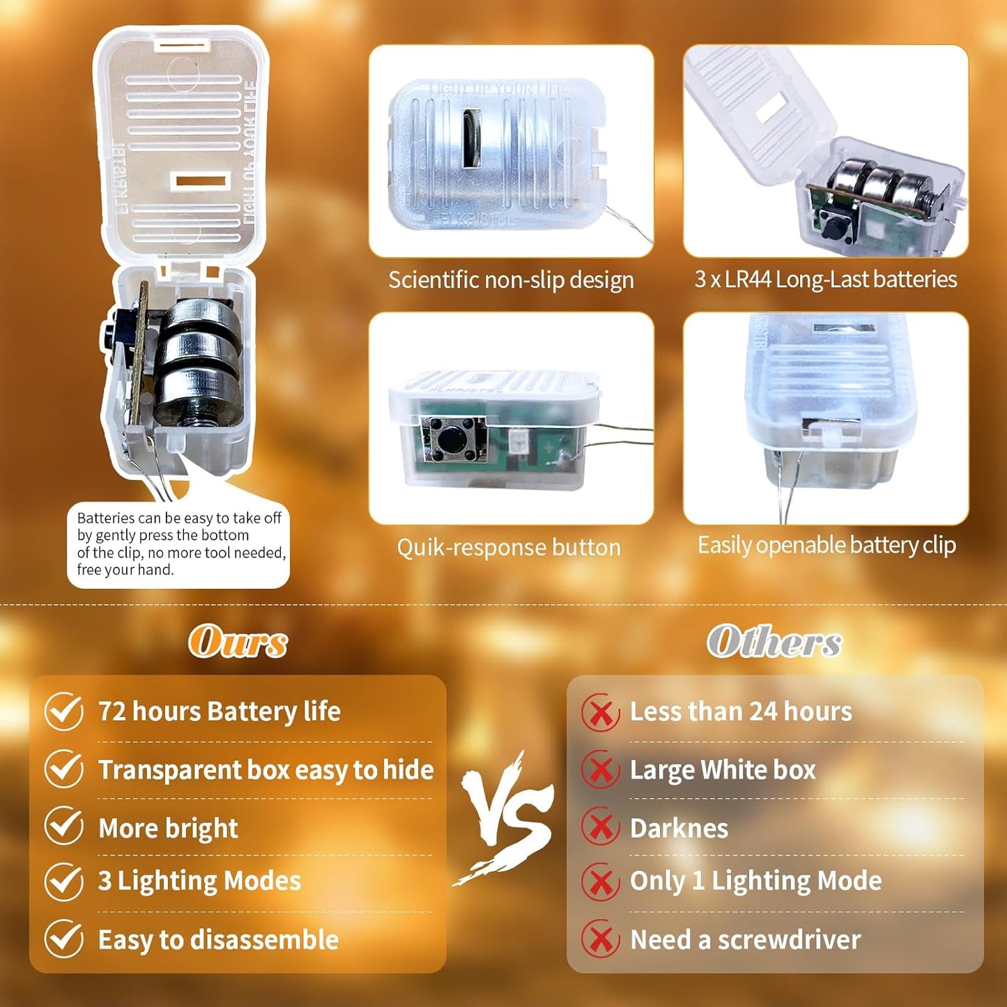 ZGWJ 50 Pack Fairy Lights Battery Operated, 7ft 20 Mini LED Fairy String Lights Silver Wire 3 Modes for DIY, Parties, Wedding, Bedroom, Halloween Christmas Decoration Warm White