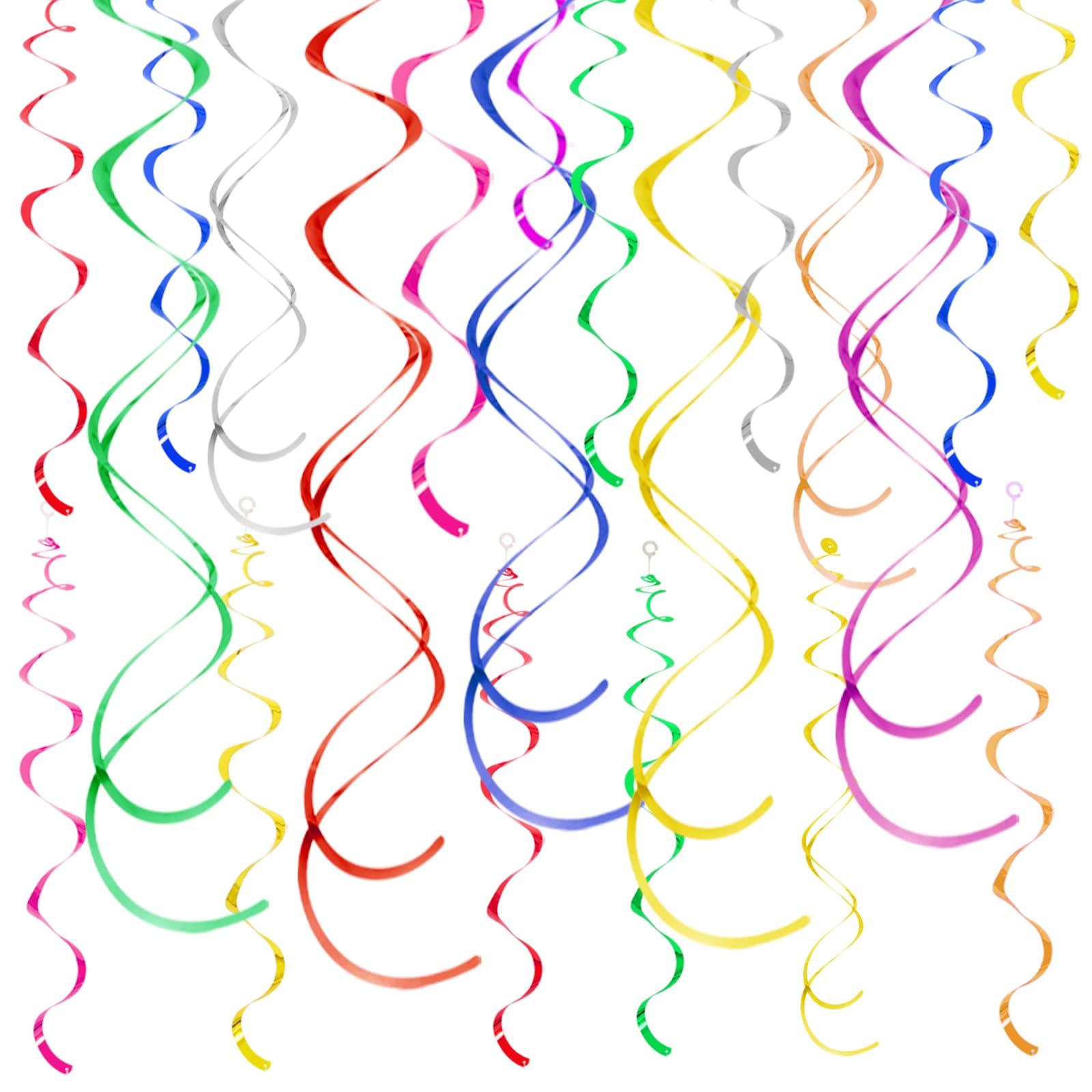Colorful Ceiling Swirl Foil Decorations Hanging Plastic Streamer Themed Swirl Party Decoration for