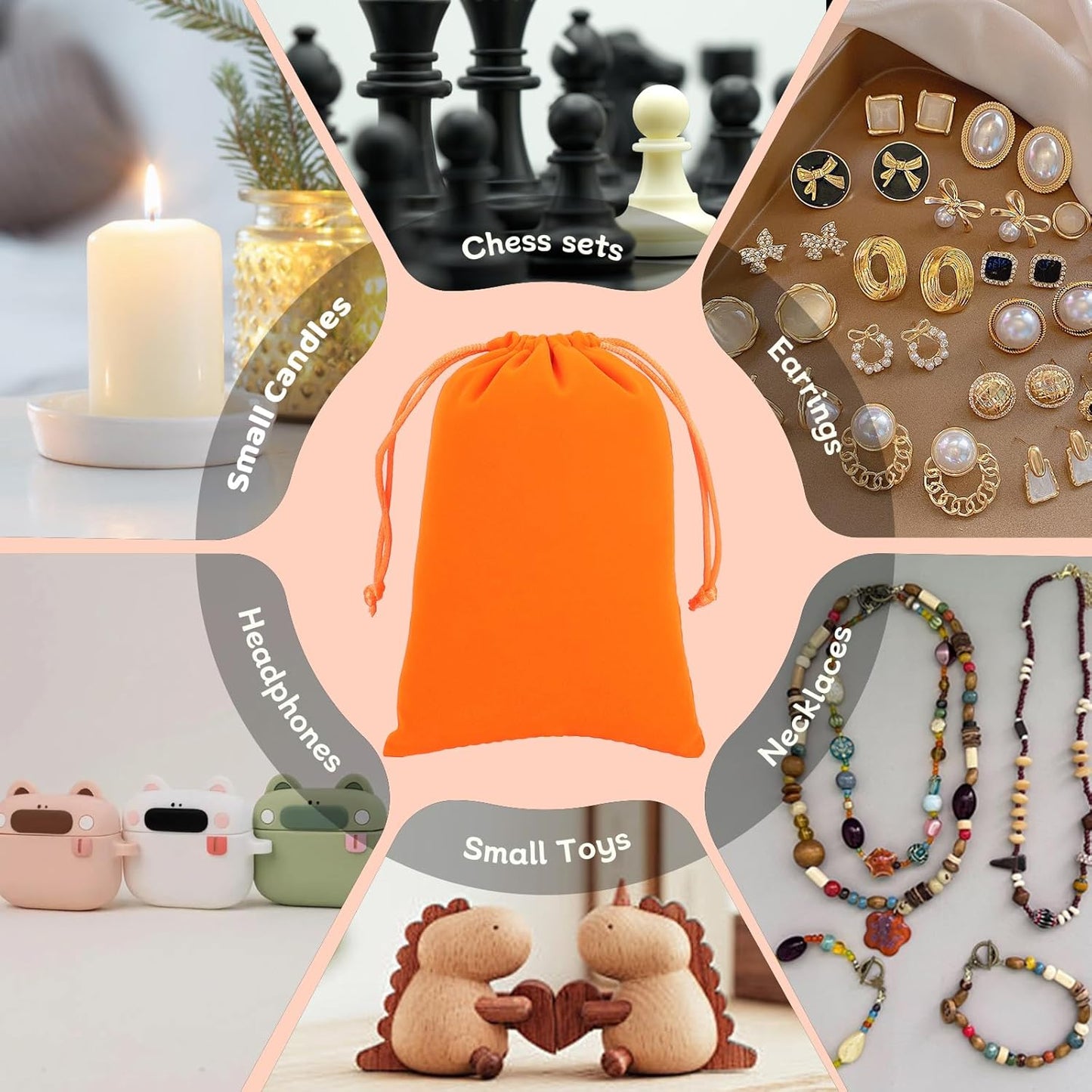 Velvet Drawstring Jewelry Bag, 50Pcs Orange Coin Pouch, 4x6 Dice Bag,For Wrapping Halloween Party Favors, Small Jewelry, Small Bussiness, Craft Fair Vendor Supplies