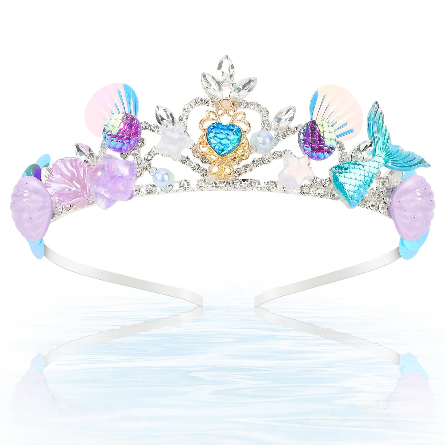 CIEHER Mermaid Crown Headband Seashell Crown for Little Mermaid Birthday Party Decorations, Mermaid