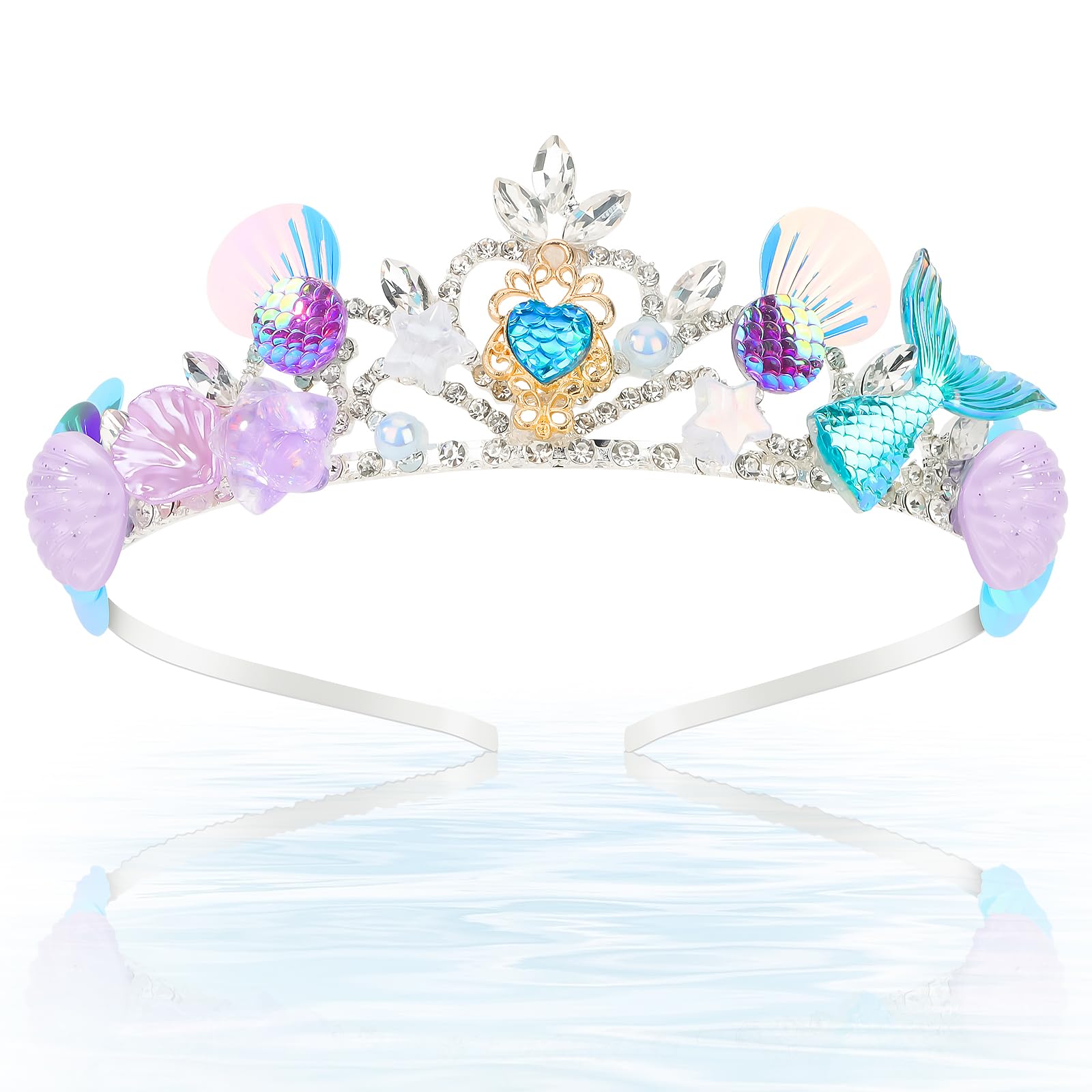 CIEHER Mermaid Crown Headband Seashell Crown for Little Mermaid Birthday Party Decorations, Mermaid