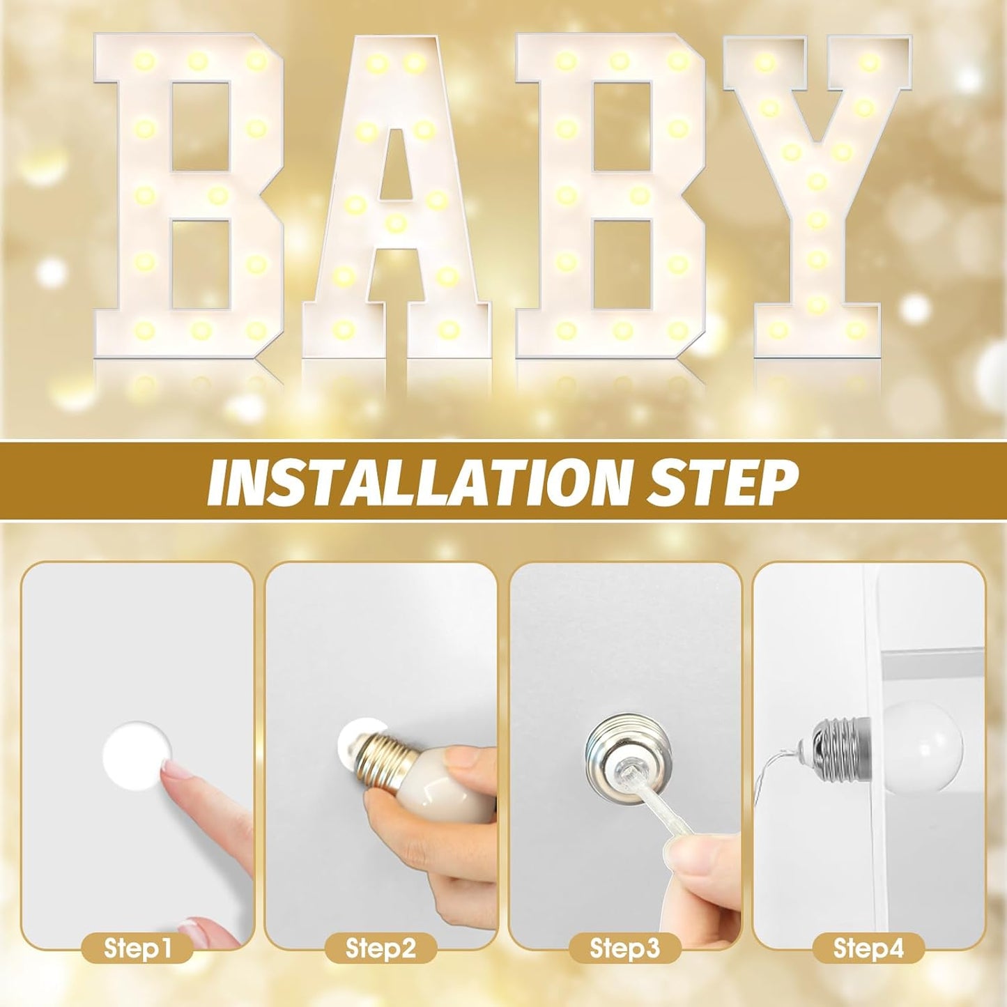 Ledido 4FT Marquee Light Up Letters Large Light Up Letters for Party Decoration, Marquee Letter for Birthday Graduation Baby Shower Wedding, Pre-cut Foam Board Assembly Required Letter W