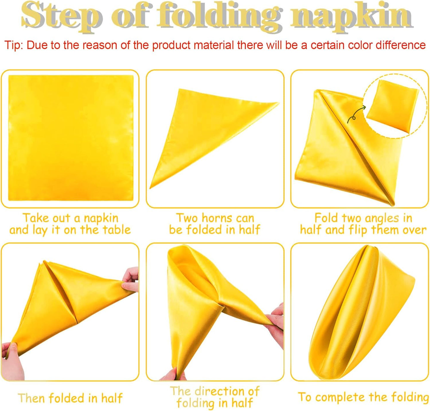 ANECO 12 Pieces Satin Napkins Soft Dinner Napkins Square Table Napkins 17 x 17 Inches for Restaurant Weddings Party Dinner Decoration (Pastel Yellow)