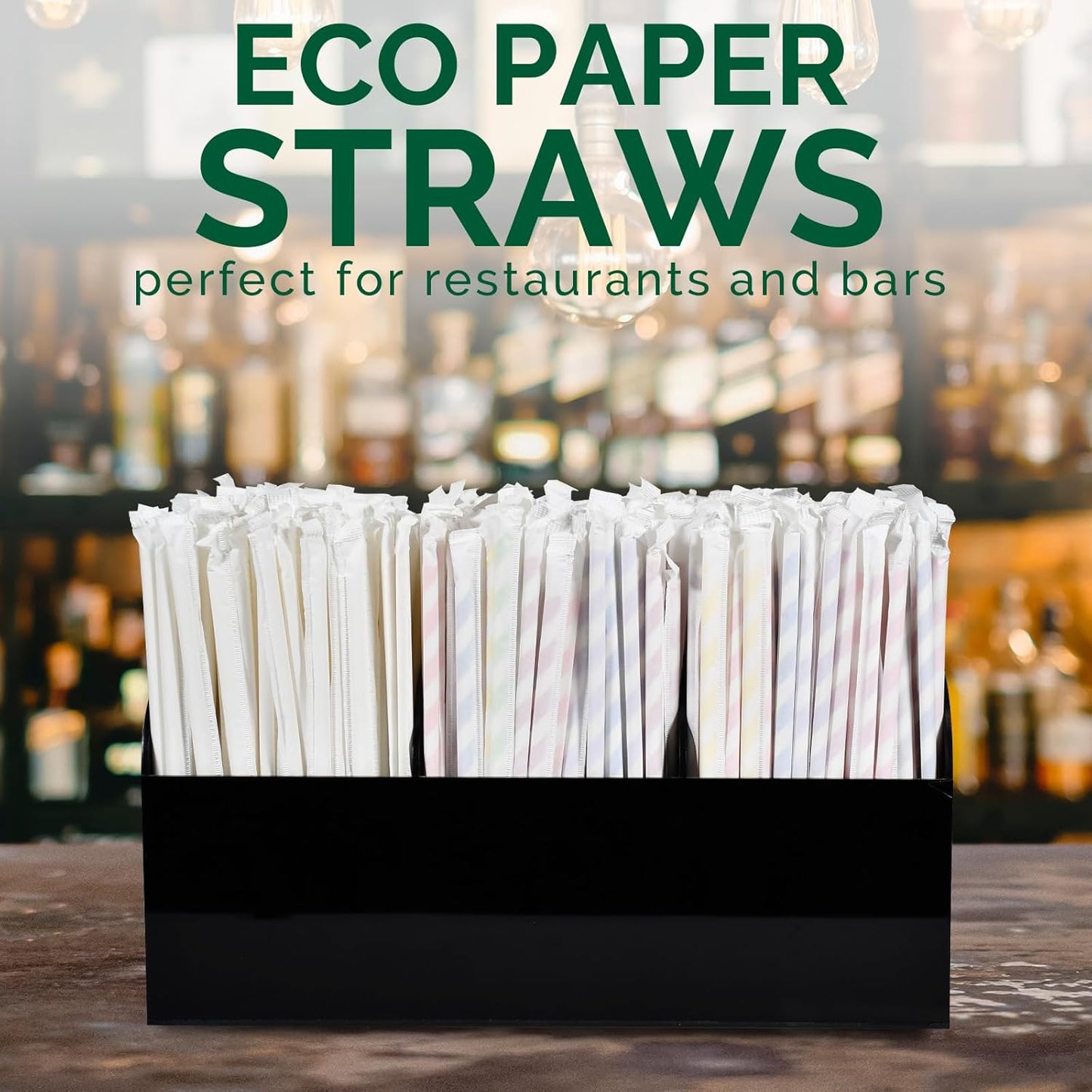 Individually Wrapped Disposable Paper Drinking Straws 7.75'' x 0.24'' - Colorful Stripes [400 Counts] - Eco-friendly Biodegradable