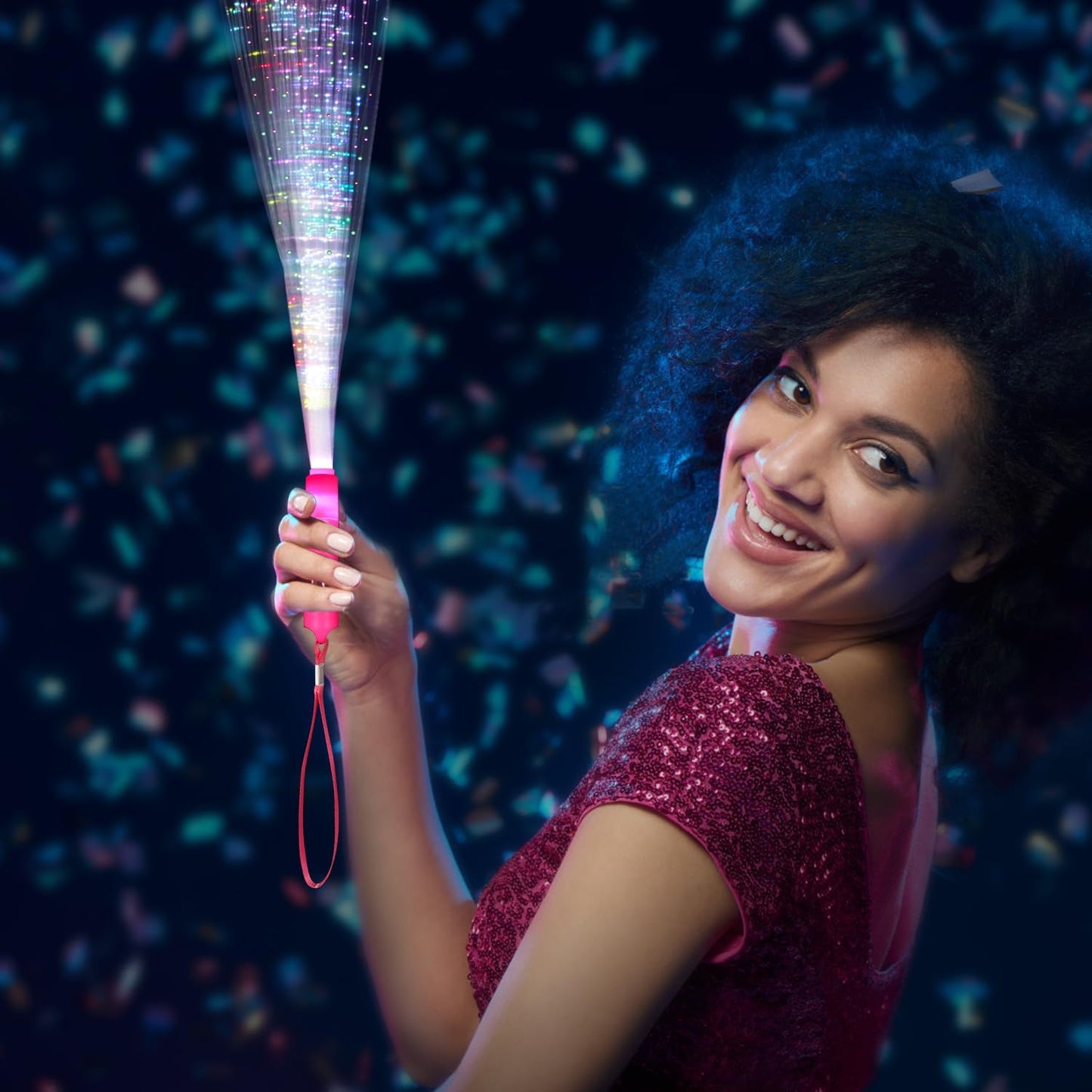 48 PCS Glow Fiber Wands Sticks LED Light Wands 3 Modes Flashing Fiber Optic Light Rod Bulk Fiber Optic Wands for Halloween Christmas Bar Wedding Party Supplies