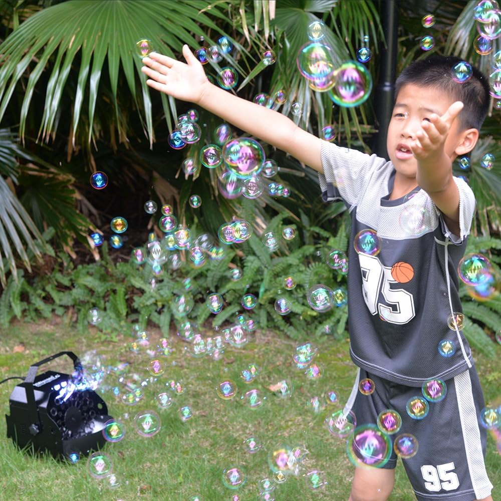 Stage Bubble Machine with Lights, Wireless Remote - Perfect for Weddings, Commercial Performances, Parties, and Carnivals