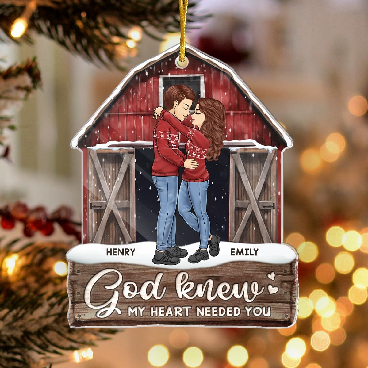Pawfect House God Knew My Heart Needed You, Personalized Christmas Ornaments Gifts for Couples, Christmas Anniversary Birthday Gifts for Husband, Wife, Wooden Ornaments, Housewarming Gift for Her, Him