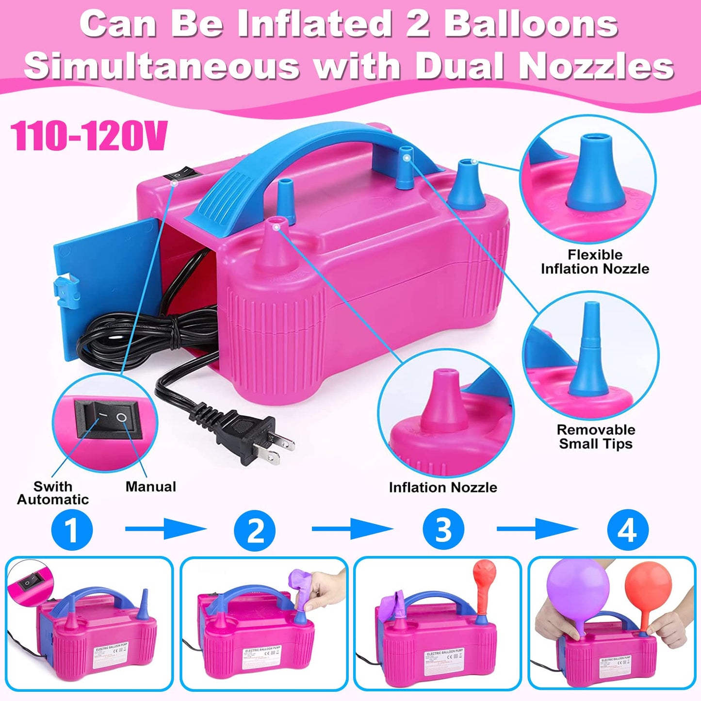 Balloon Arch Kit and Balloon Pump Electric, 10ft Wide Adjustable Balloon Arch Stand With