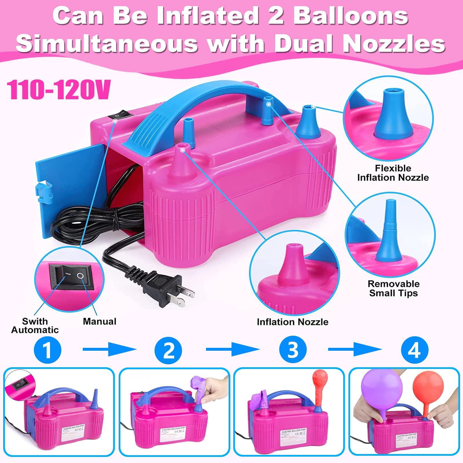 Balloon Arch Kit and Balloon Pump Electric, 10ft Wide Adjustable Balloon Arch Stand With