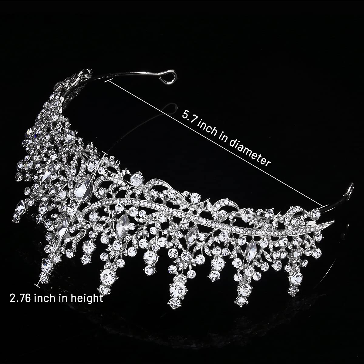 TOBATOBA Silver Wedding Crystal Tiaras and Crowns for Women, Bride Royal Queen Headband Princess