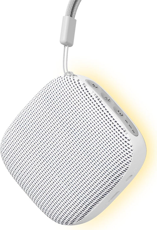 Portable Sound Machine for Travel, White Noise Sound Machine for Sleeping, 52-Hour Lasting Mini Noise Machine with 21 Quality Non-looping Sounds, Headphone Jack, Memory, Timer for Adults,Hotel (White)