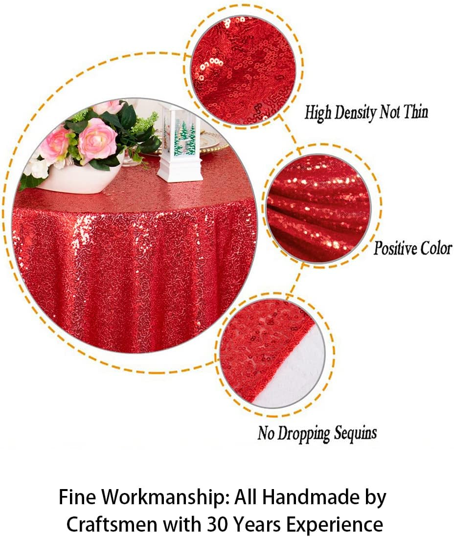 ShinyBeauty Small Tablecloth Square 36x36-Inch Red Sequin Tablecloth Glitter Table Cover Overlay Square Red Wedding Table Cloths Sequin Fabric Tablecloth for Round Table Birthday Party Baby Shower