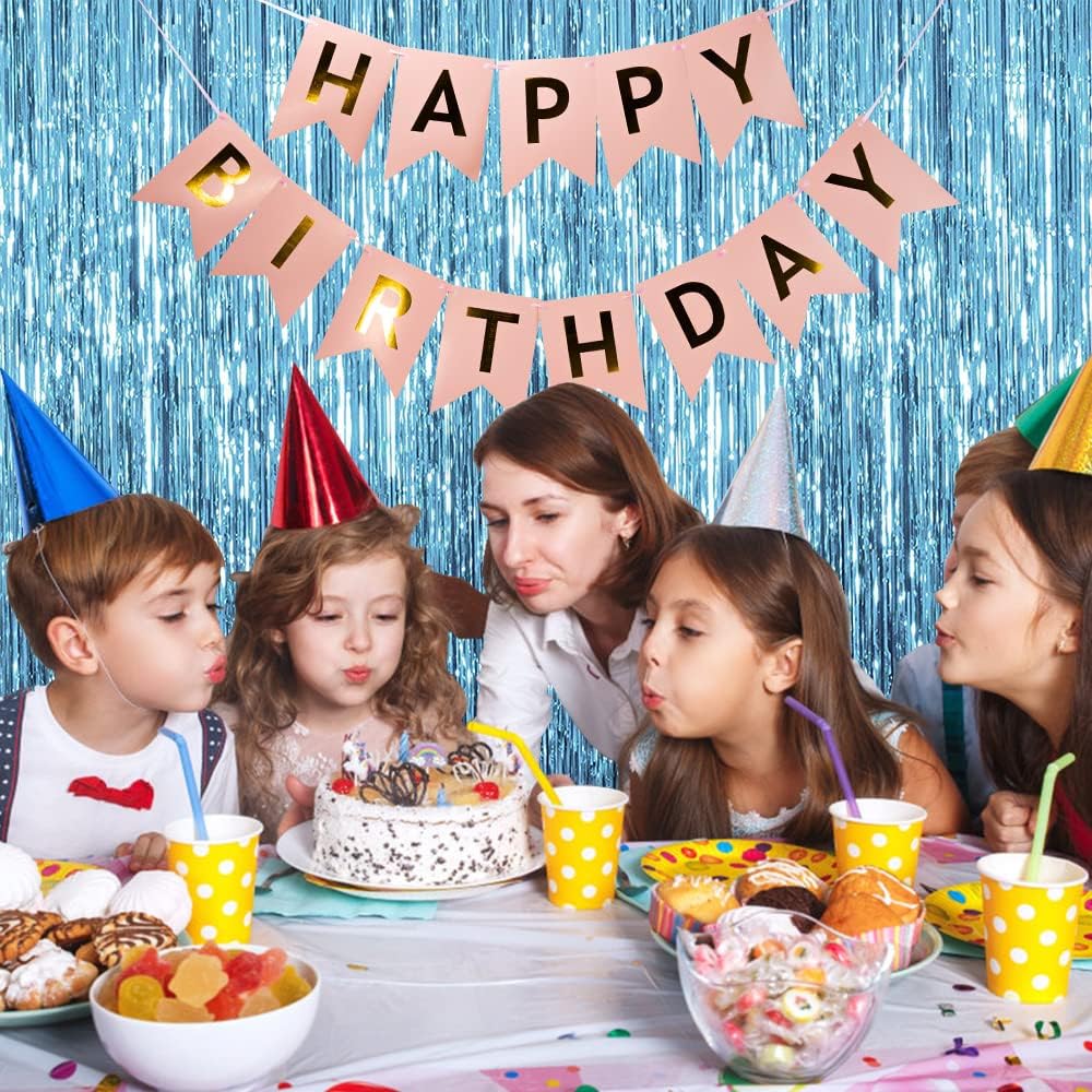 5 Pack Blue Backdrop Curtain Tinsel Streamers Ocean Themed Decor Birthday Party Decorations Foil Fringe Backdrop Graduation Baby Shower Bachelorette Winter Party Decorations Supplies