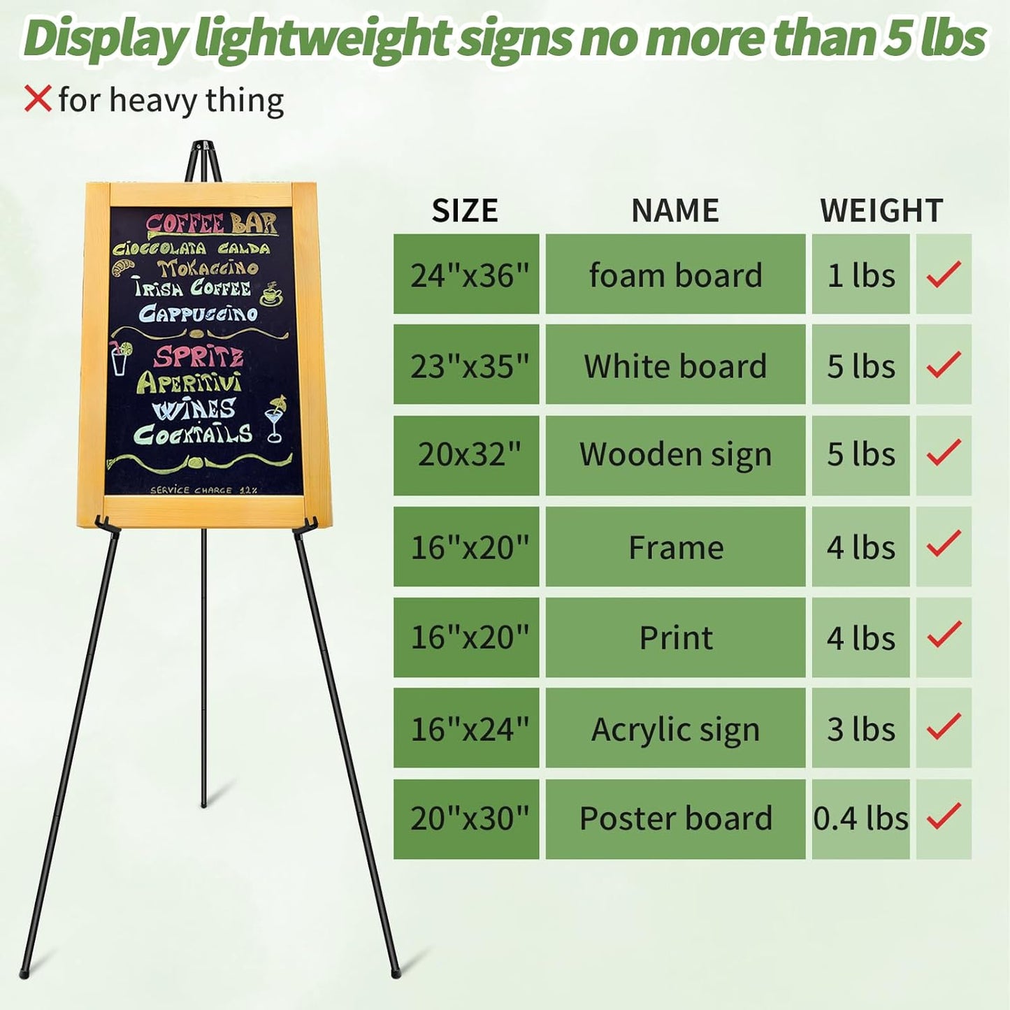 PUJIANG 6 Pack Easel for Display, Foldable Easel Stand, Metal Easels for Displaying Pictures, 63" Easels for Signs Wedding Poster Sign Holder, Art Easel for Painting with Case