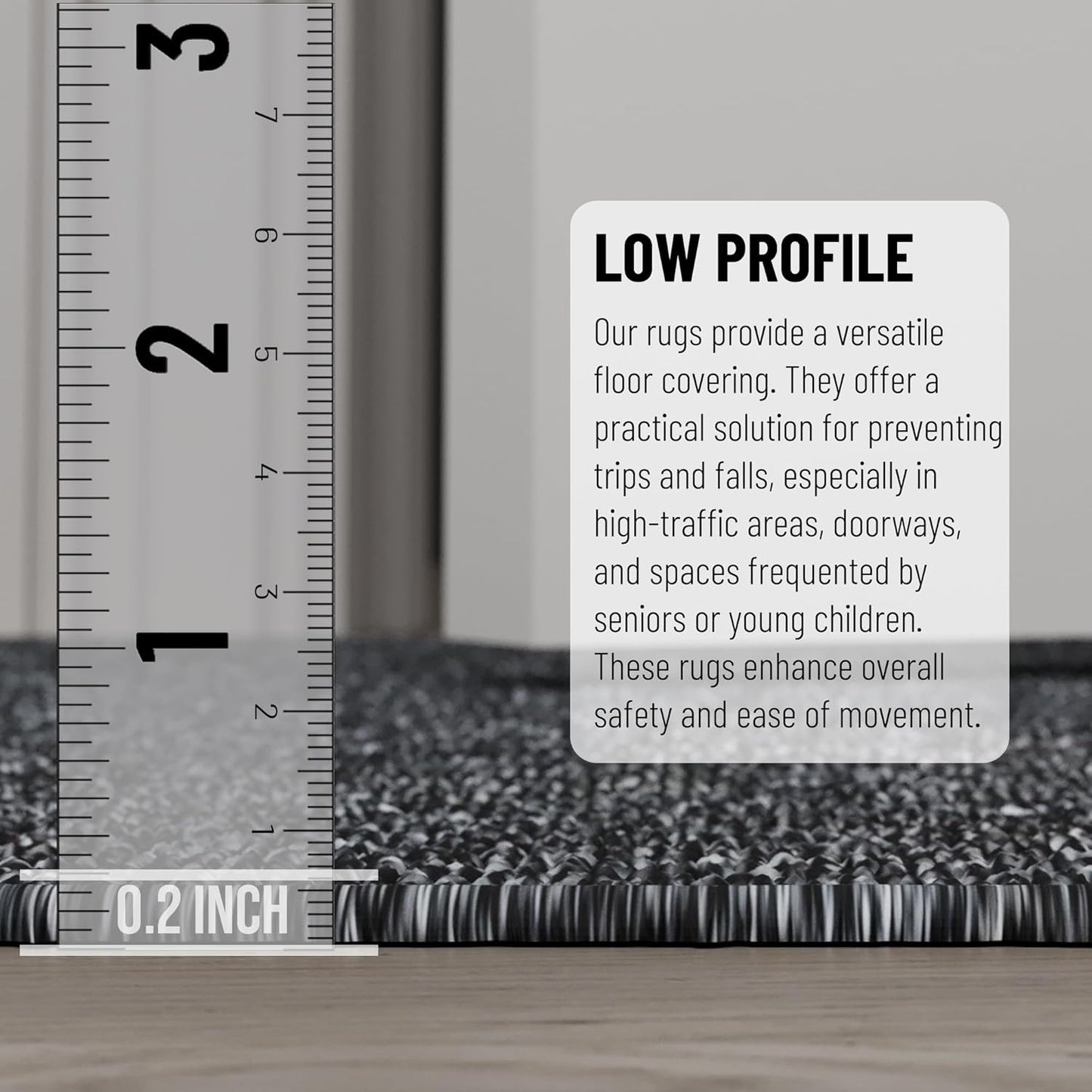 Ottomanson 2'7" x 24' Ultra-Thin Hallway Runner Rug - Durable Non-Slip Carpet for High-Traffic Areas - Fits Under Doors for Seamless Entry - Ideal for Kitchen, Entryway, Bedroom & Living Room, Black