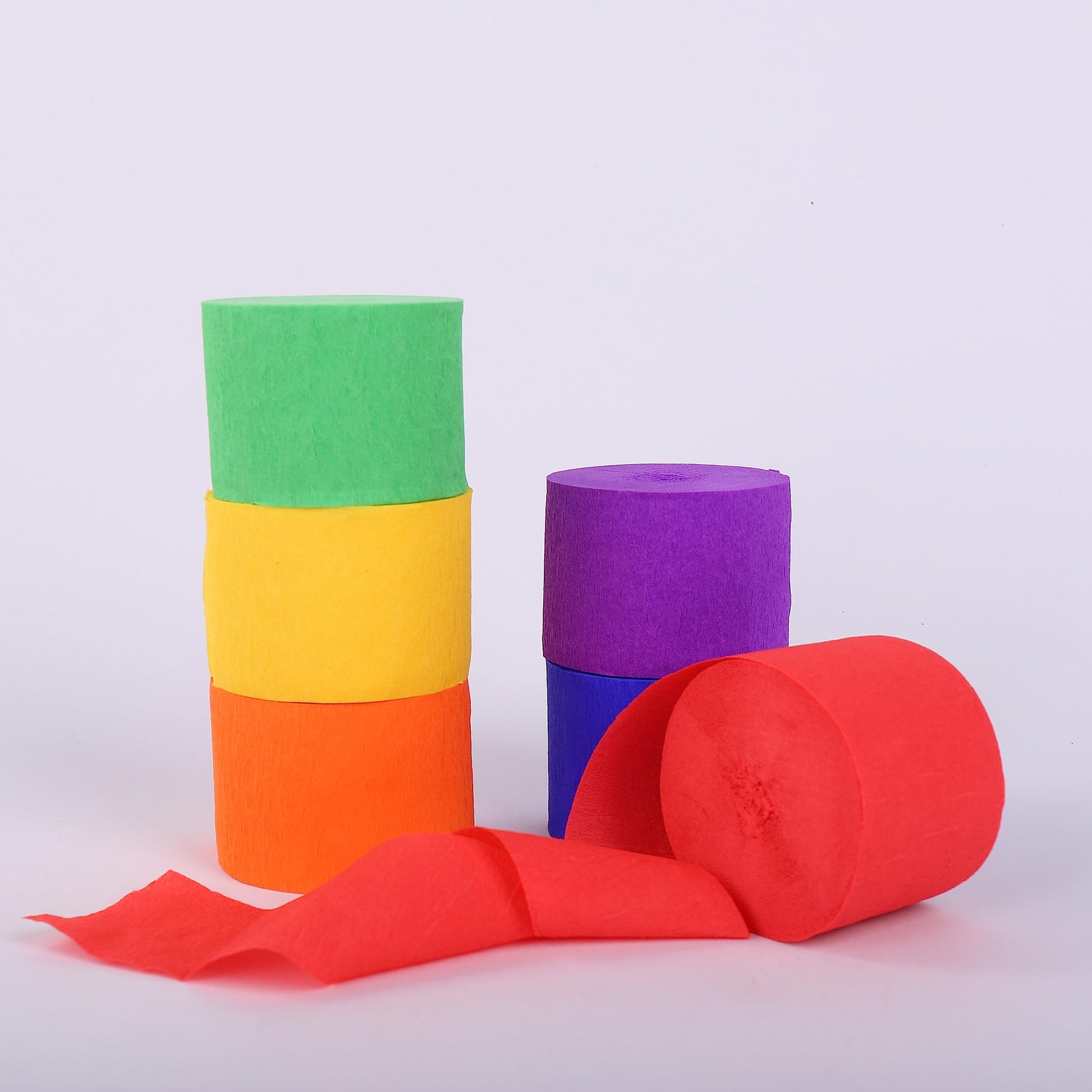 Suaxova 6 Rolls 492ft Rainbow Crepe Paper Streamers, 6 Colors Pack of Paper Party Streamers for