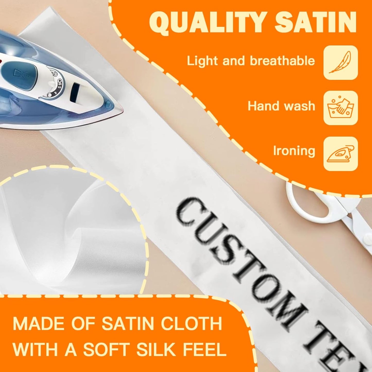 Custom Sash,Personalized Birthday Sash with Text Photo,Customized Bachelorette Sash Quote Sash Bride to Be Sash Color Optional (No decorative edge, Light Sliver)