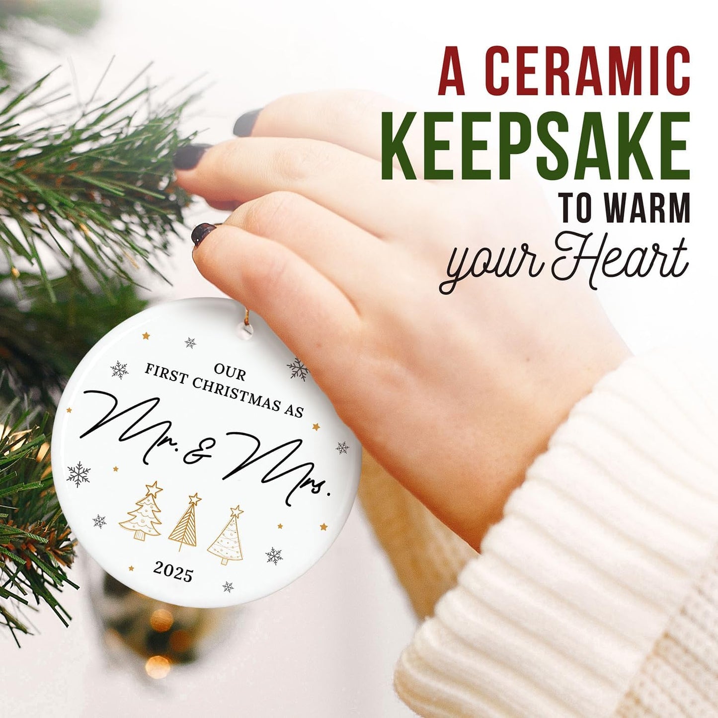 ZAGKOO Wedding Gifts for Couples 2025 - First Christmas Married Ornament, Mr and Mrs Gifts, Wedding Gift Ideas for Newly Wed, Just Married Couples, Bride - Bridal Shower Gift, 1st Christmas Decoration