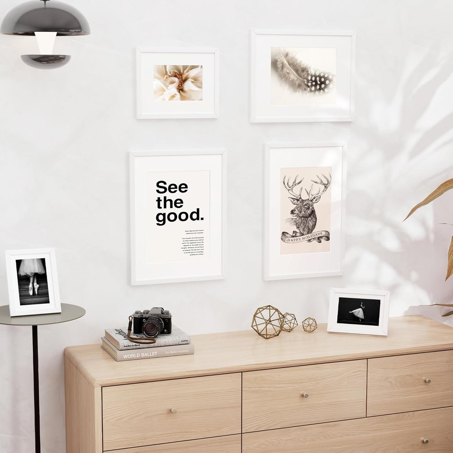 12x16 inch Picture Frame, 12x16 Photo Frames with 8.5x11 Removable Mat - High Definition Plexiglass - Vertical and Horizontal Display - Wall Hanging Frame - White, 5 Pack