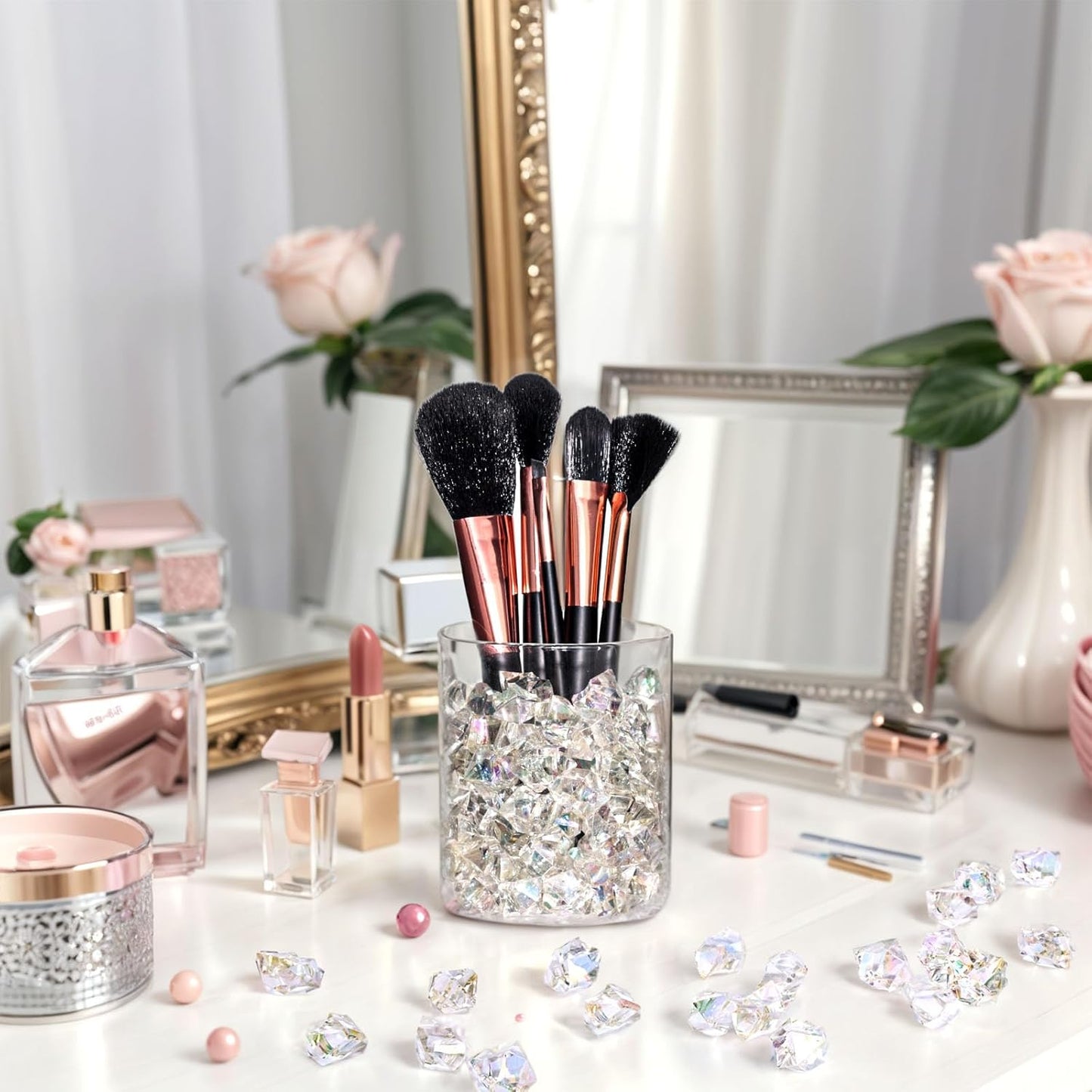 DomeStar Dazzling Fake Ice, 150PCS Sparkling Fake Diamonds, Iridescent Clear Gem Stones Vase Fillers DIY Crafts Wedding Table Scatter Decoration