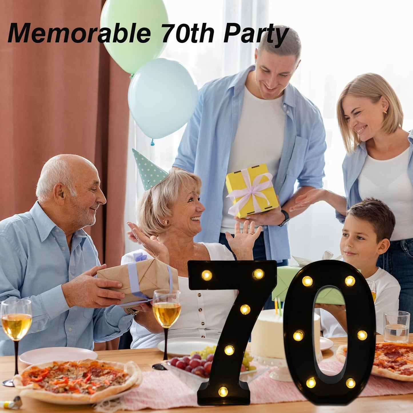 LED Marquee Numbers, 8.58 Inch Led Light Up Numbers for Party, Small Light Up Letters, Battery Powered Lighted Number for Table, Birthday, Night Light, Christmas or Home Decor (Black, Number 7)