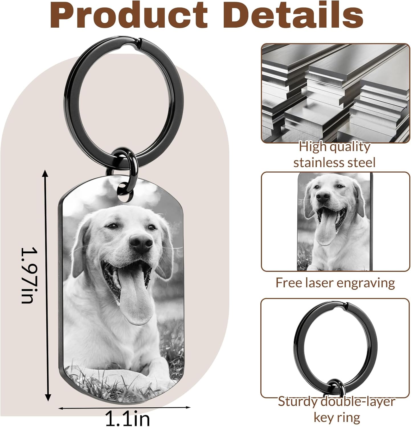 Custom Dog Memorial Photo Keychain Personalized Sympathy Gifts for Loss of Dog Memorial Passing Away Gifts for Dog Cat Lovers (01-Black)