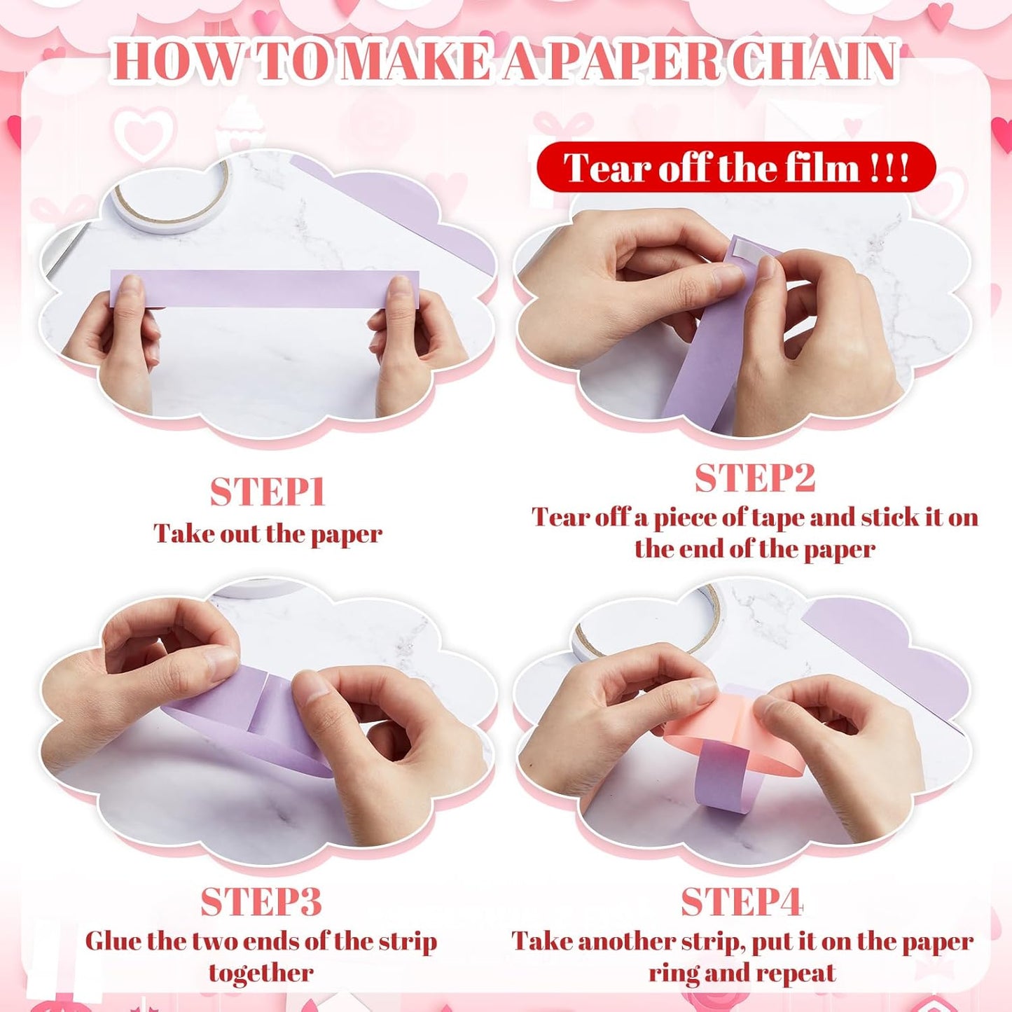 Lincia 600 Sheet Halloween Paper Chain Garland, Construction DIY Crafts Chain Strip for Fall Thanksgiving Party Decor, 1x8 Inch with Double Sided Tape (Macaron)