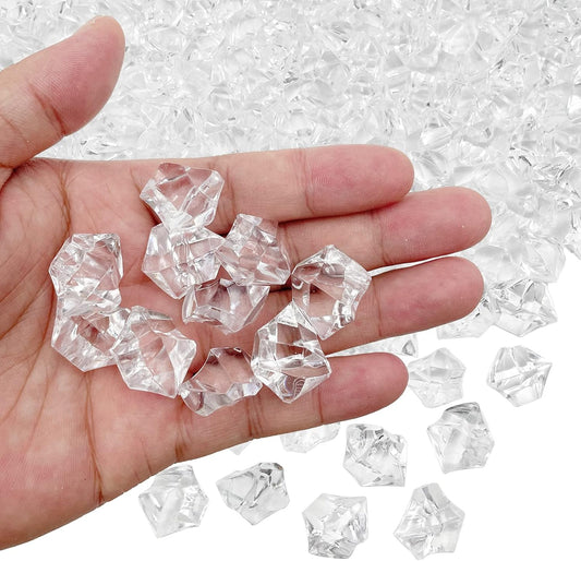 Fake Crushed Ice Cubes, Vase Fillers, 250 pcs 16*22 mm Fake crushed Ice Cubes Artificial Acrylic Crystal Rocks Diamonds for Vase Fillers, Party Favor, Wedding Decoration (0.86*0.62inch,Clear)