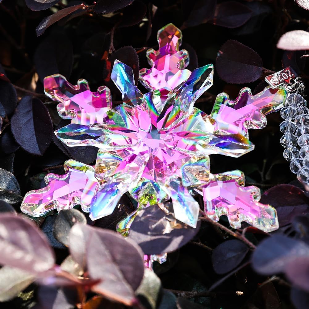 2024 Christmas Ornament Crystal Snowflake Ornaments Annual Edition Christmas Tree Ornament Home Gifts(2024-Fantasy Color)