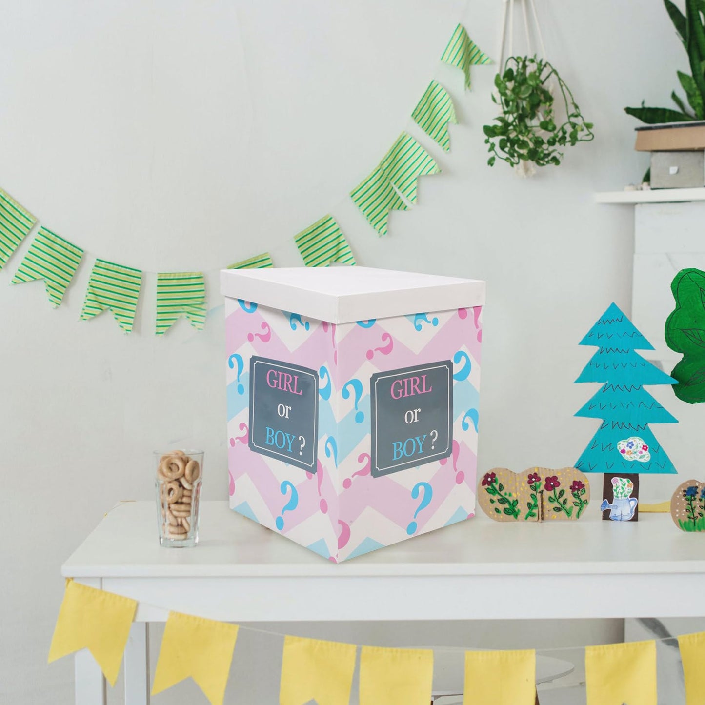 NUOBESTY Gender Reveal Balloon Box Baby Shower Girl or Boy Balloon Paper Box Surprise Gender Reveal