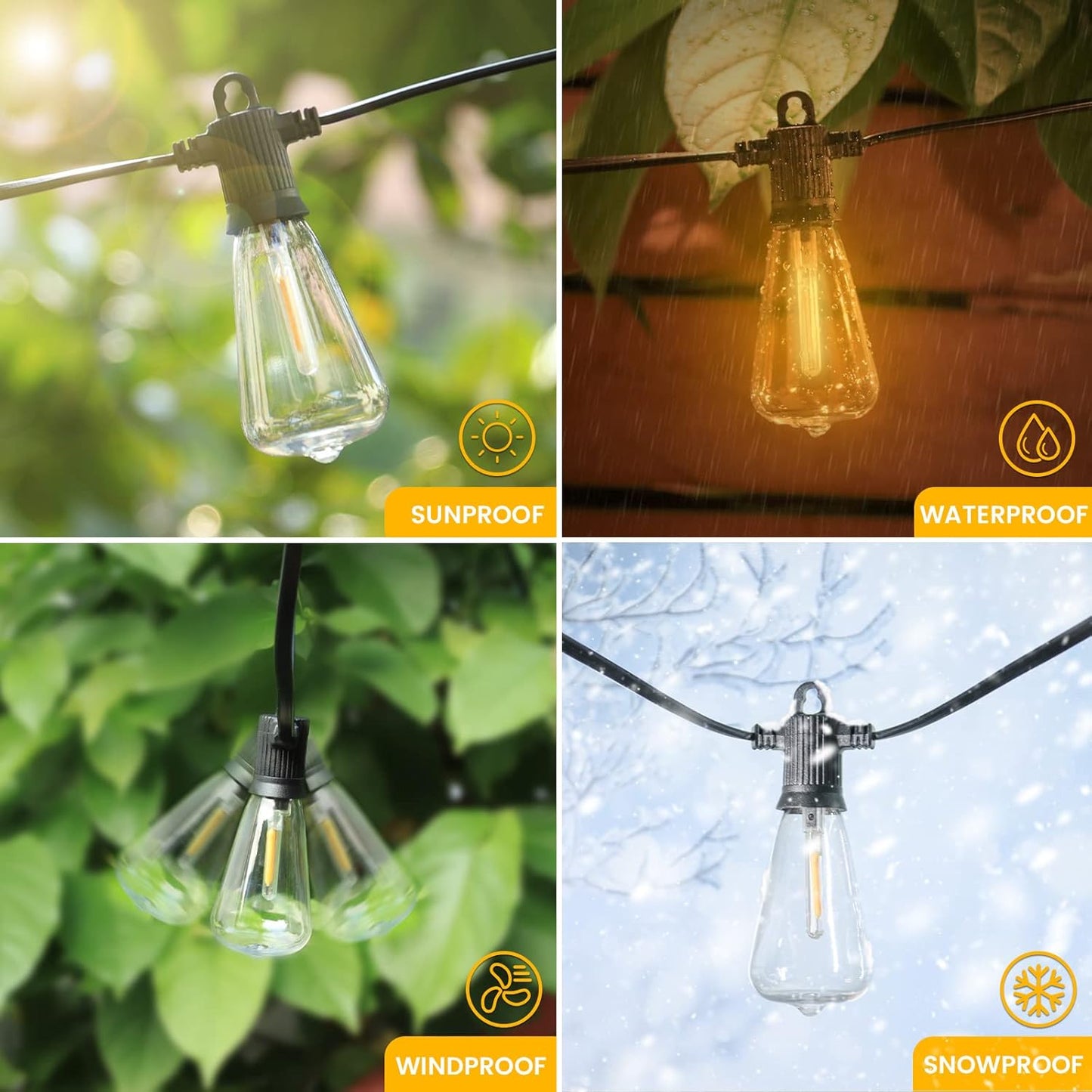 Outdoor Patio String Lights, 240FT LED with 120+4 ST38 Vintage Edison Bulbs, Waterproof Connectable Hanging Lights for Outside Backyard Bistro Porch (120FTx2)