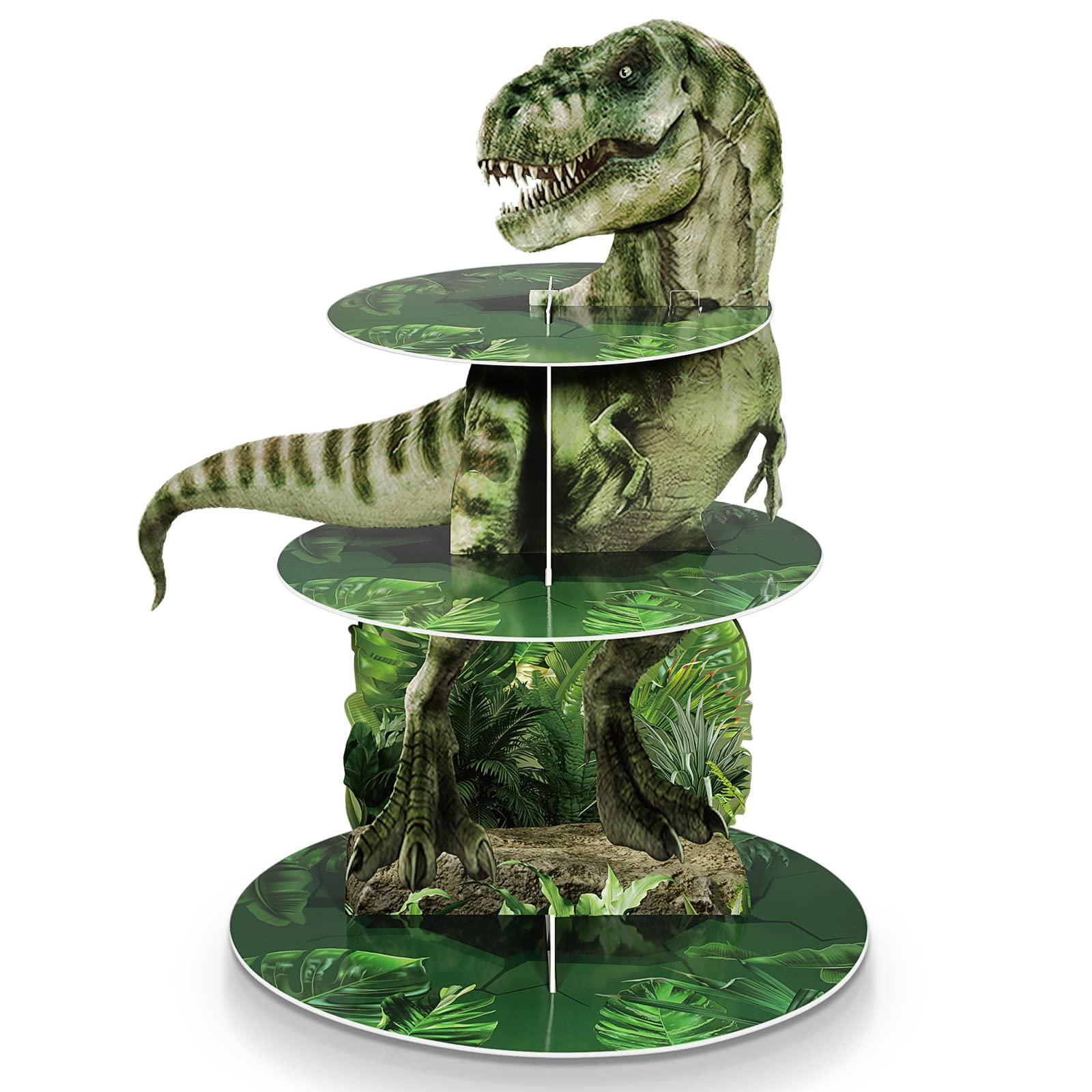 Censen 3 Tier Dinosaur Cupcake Stand for Kids Birthday Party
