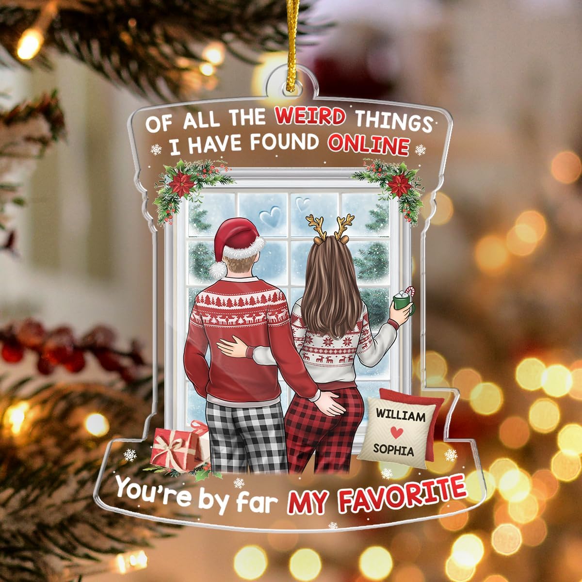 Pawfect House Save Santa The Trip Personalized Christmas Tree Ornaments, Couple Christmas, Anniversary, Wedding, Engagement Gifts for Husband, Wife, Boyfriend, Girlfriend, Xmas Decorations