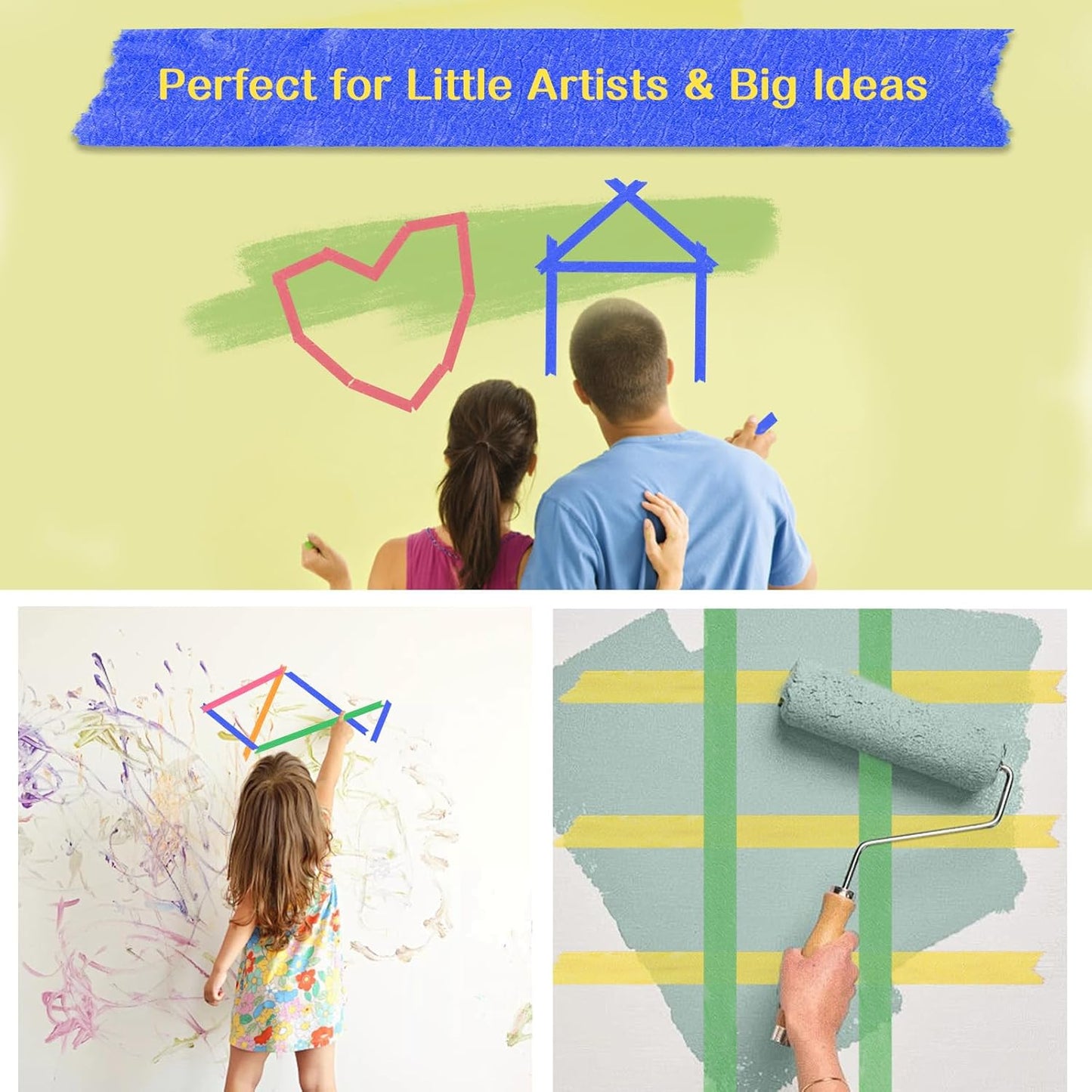 SWRT Colored Masking Tape 6-Pack, 0.7 Inch x 16 Yards Each Roll Rainbow Painter?™s Tape Set for Arts, Crafts, Labeling & Teacher ??Easy Tear, Residue-Free, Vibrant Colors