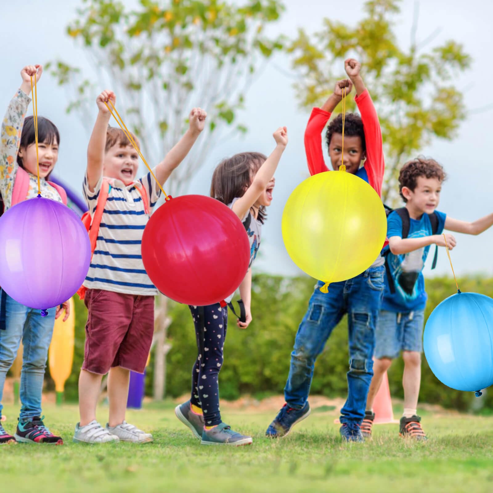 LEEZZIZZ 30Pcs Punch Balloons, Thickened Neon Punching Balloon Heavy Duty Party Favors for Kids
