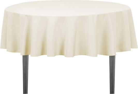 LinenTablecloth 70-Inch Round Polyester Tablecloth Ivory