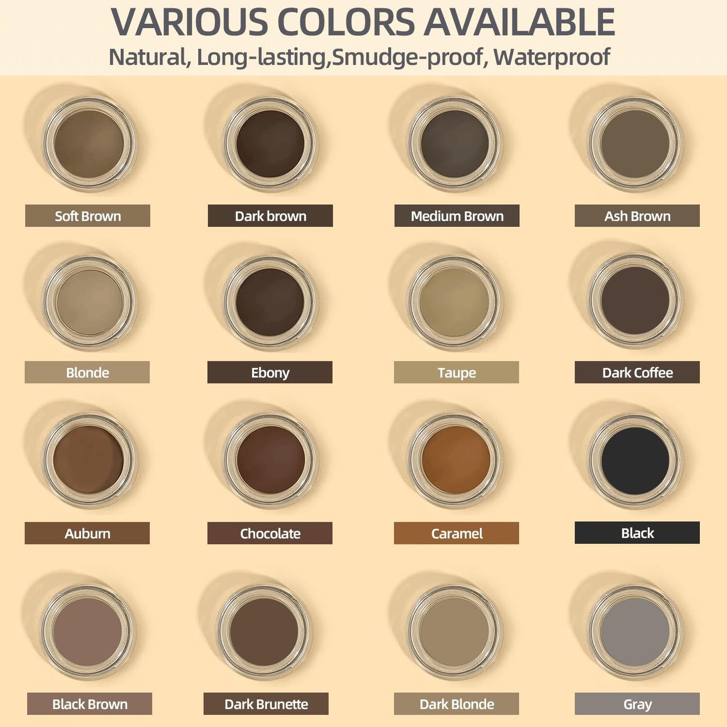 Eyebrow Pomade - Waterproof Brow Pomade for Long-lasting Results,Smudge Proof and Sweat Resistant Formula,Natural Eyebrow Makeup for All Skin Types and Tones - Grey