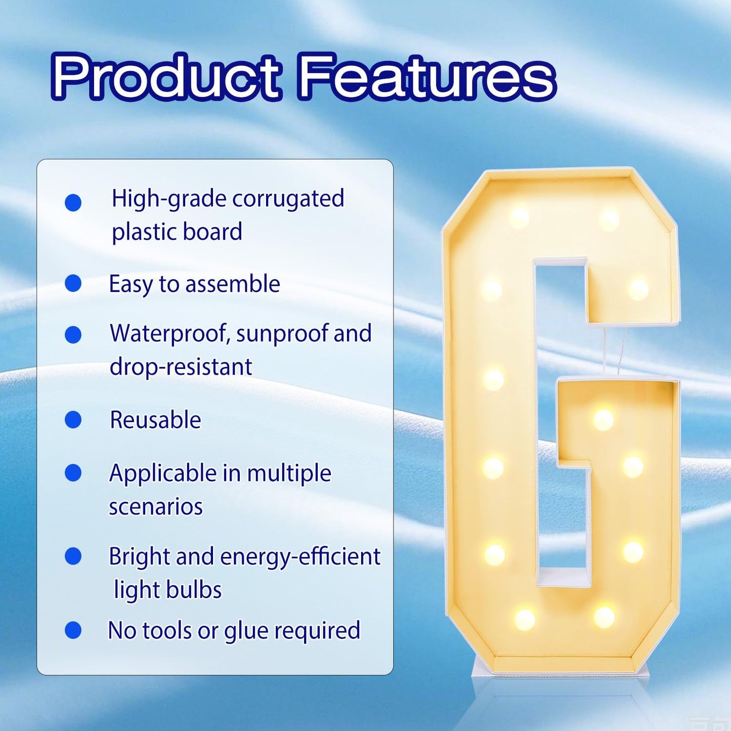 4FT Marquee Plastic Letters G - Light up Letters G Are Made from Corrugated Plastic Board - Quick Assembly Without Tools, Disassembled Components Can Be Used for Garage Sale Signs, Yard Sale Signs