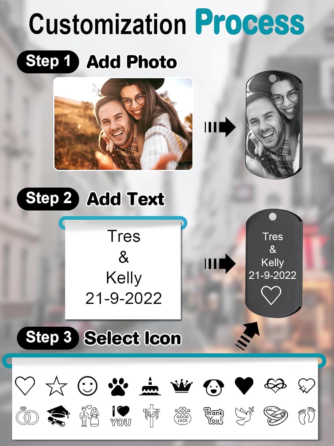 Custom Keychain with Picture - Personalized Photo LOGO Text Customized Key Chain for Boyfriend Dad Men Gifts
