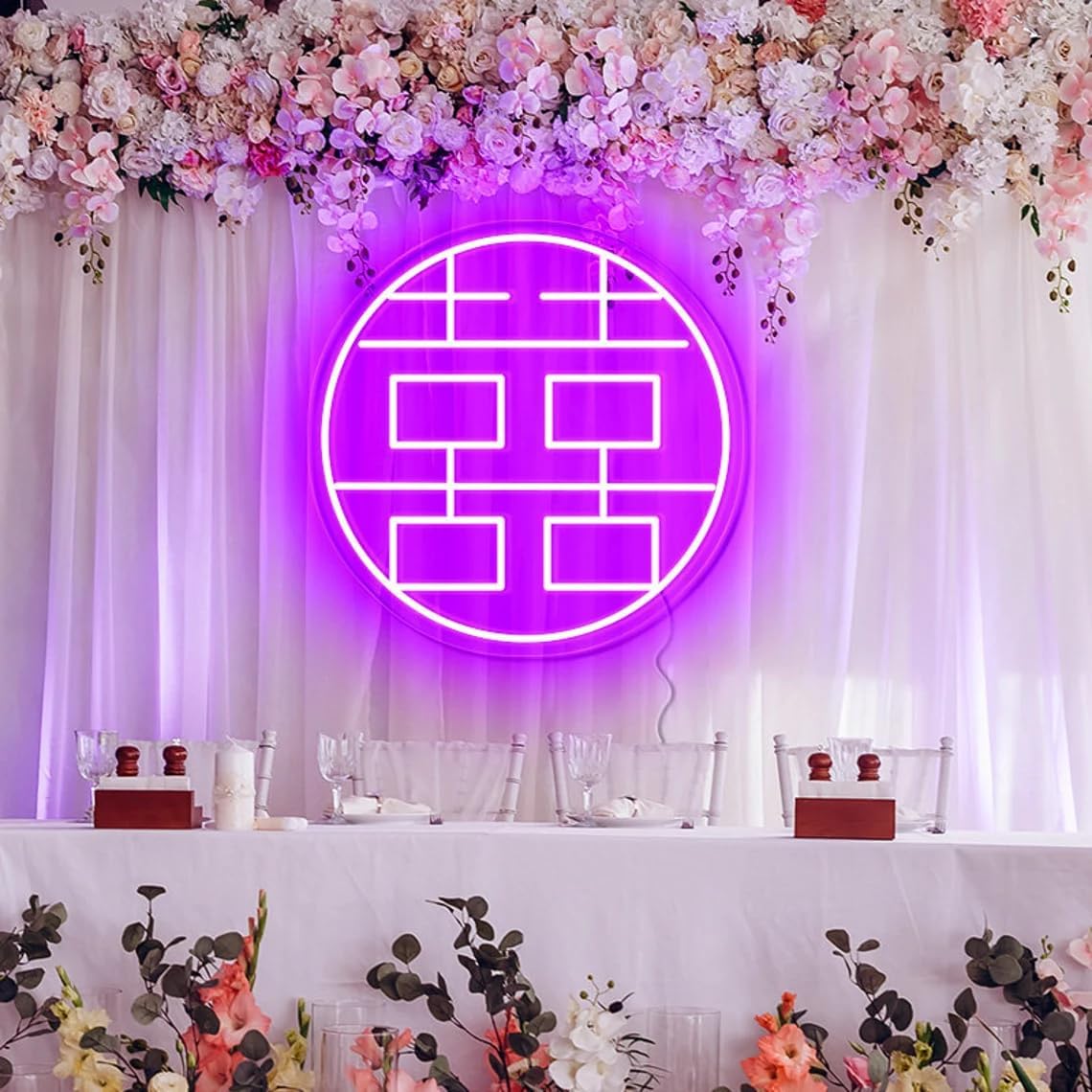 Chinese Wedding Neon Sign | Custom LED Neon Wedding Party Decor | Double Happiness Neon Sign | Engagement Party Neon | Home and Bedroom Decor