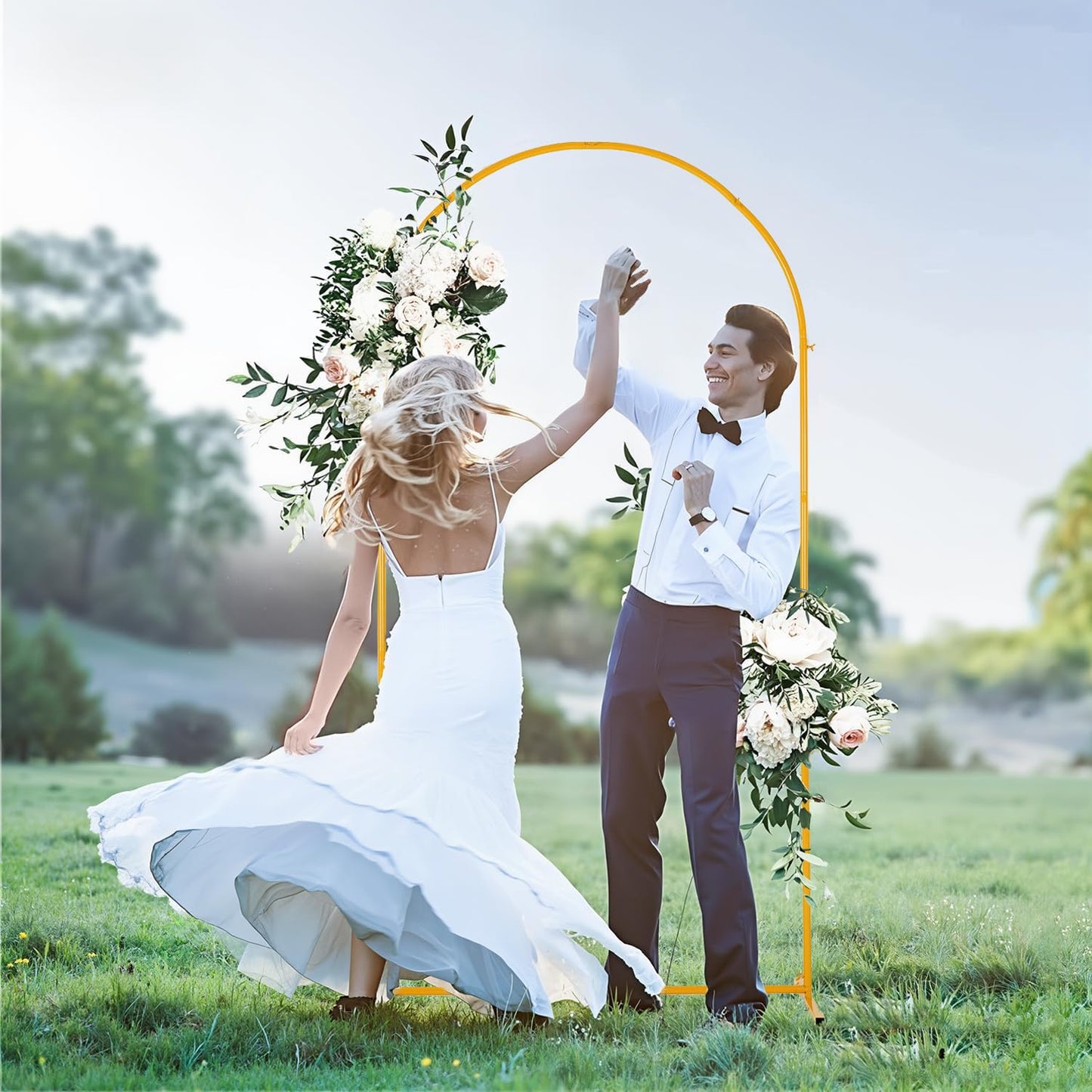 6.6FT Metal Wedding Arch Backdrop Stand for Party Balloon Arch Stand