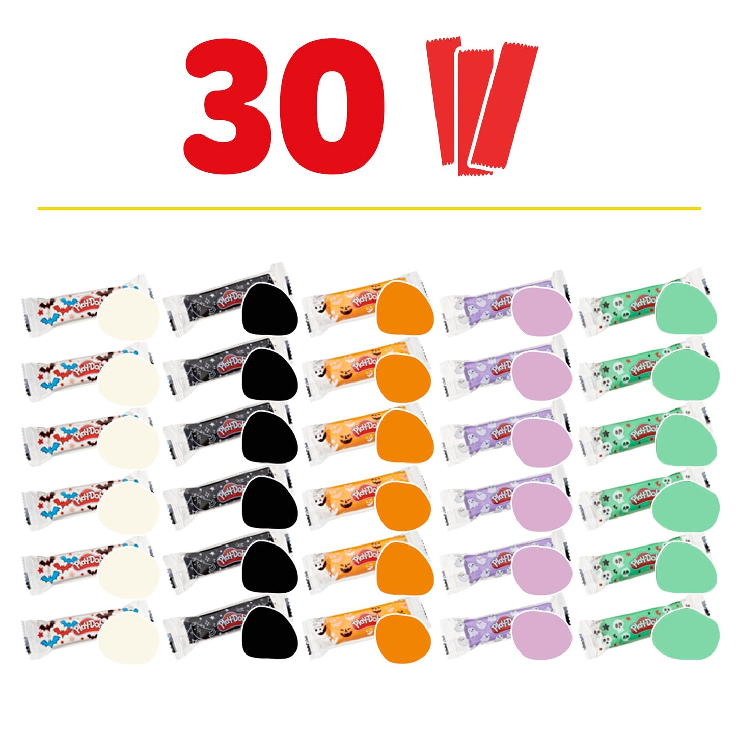 Play-Doh 30 Pack Spooky Colors, Individually Wrapped 1 Ounce Sticks for Halloween, Trick or Treat